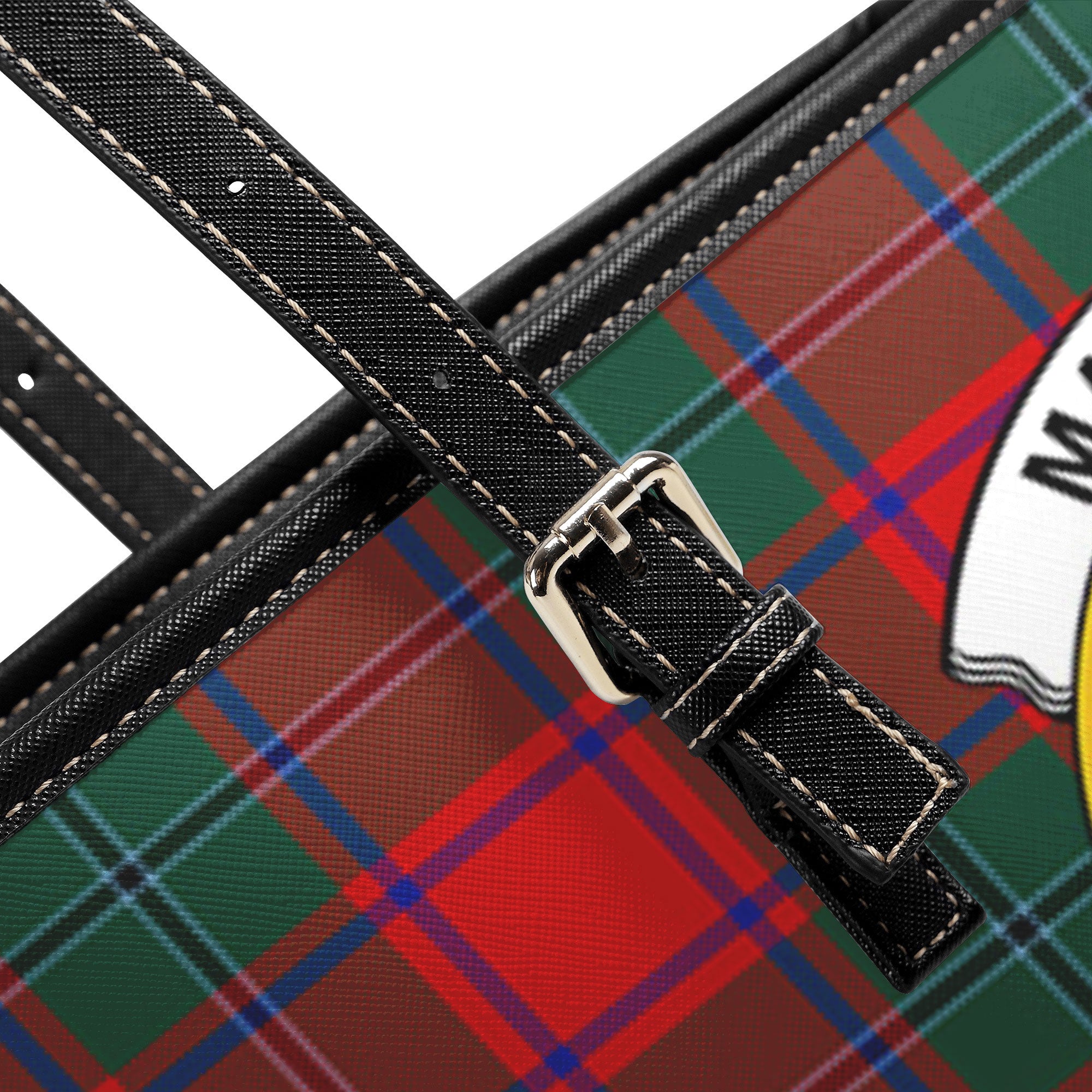 MacPhail Clan Tartan Crest Leather Tote Bag