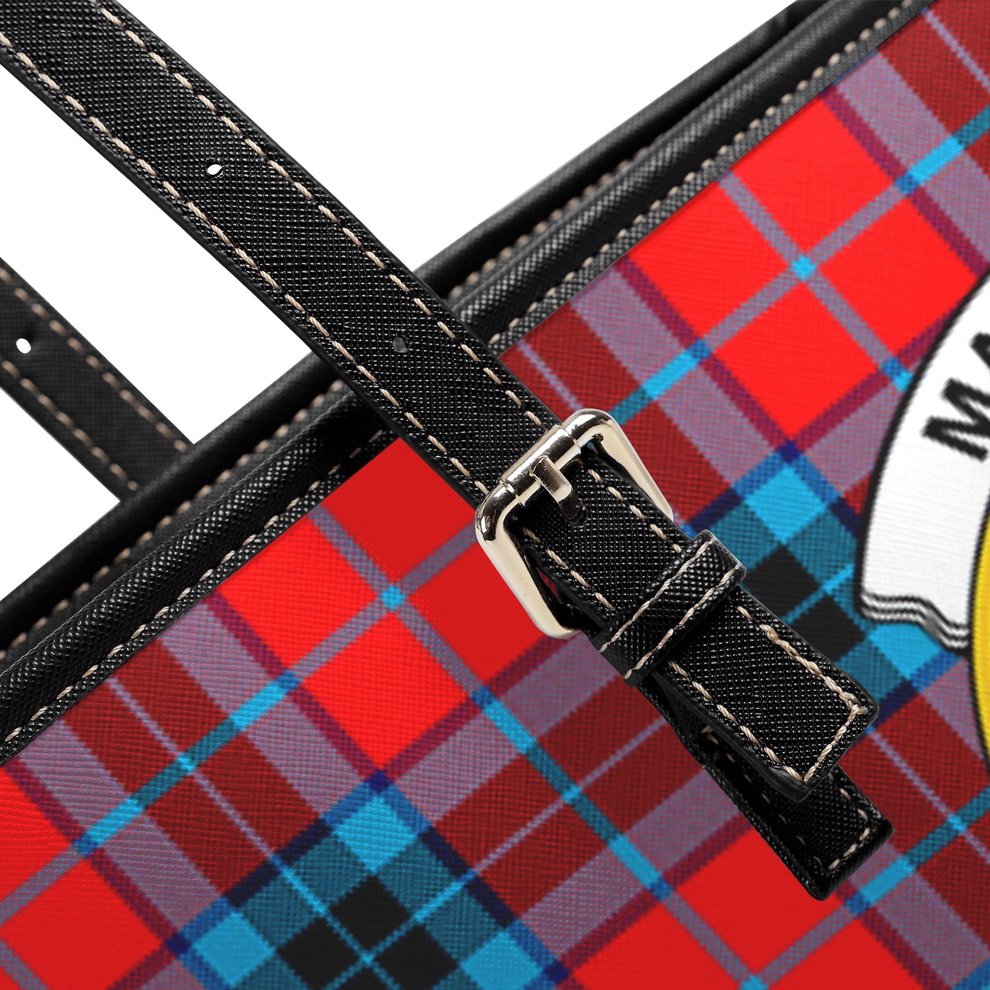 MacTavish Modern Tartan Crest Leather Tote Bag