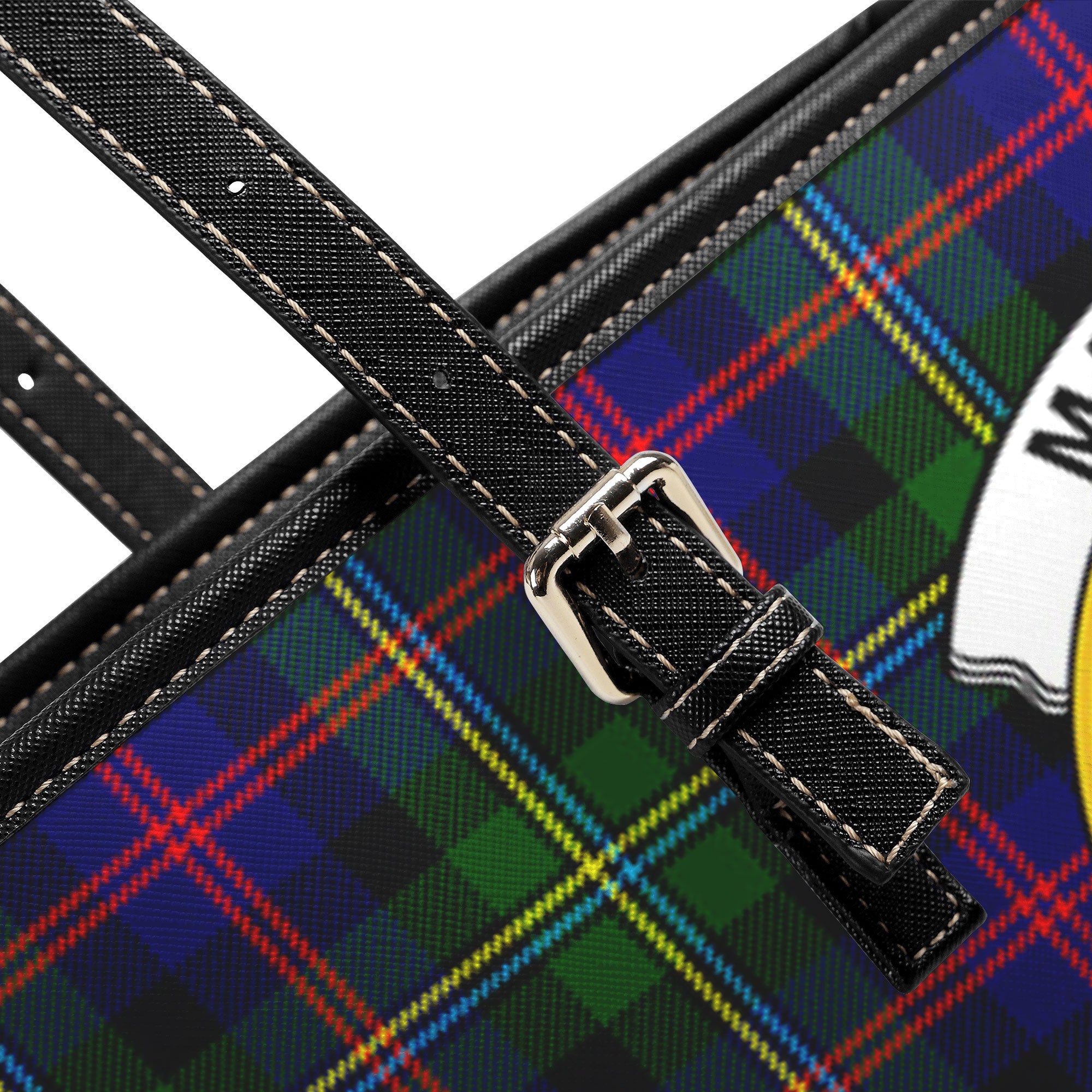 Malcolm (or MacCallum) Tartan Crest Leather Tote Bag