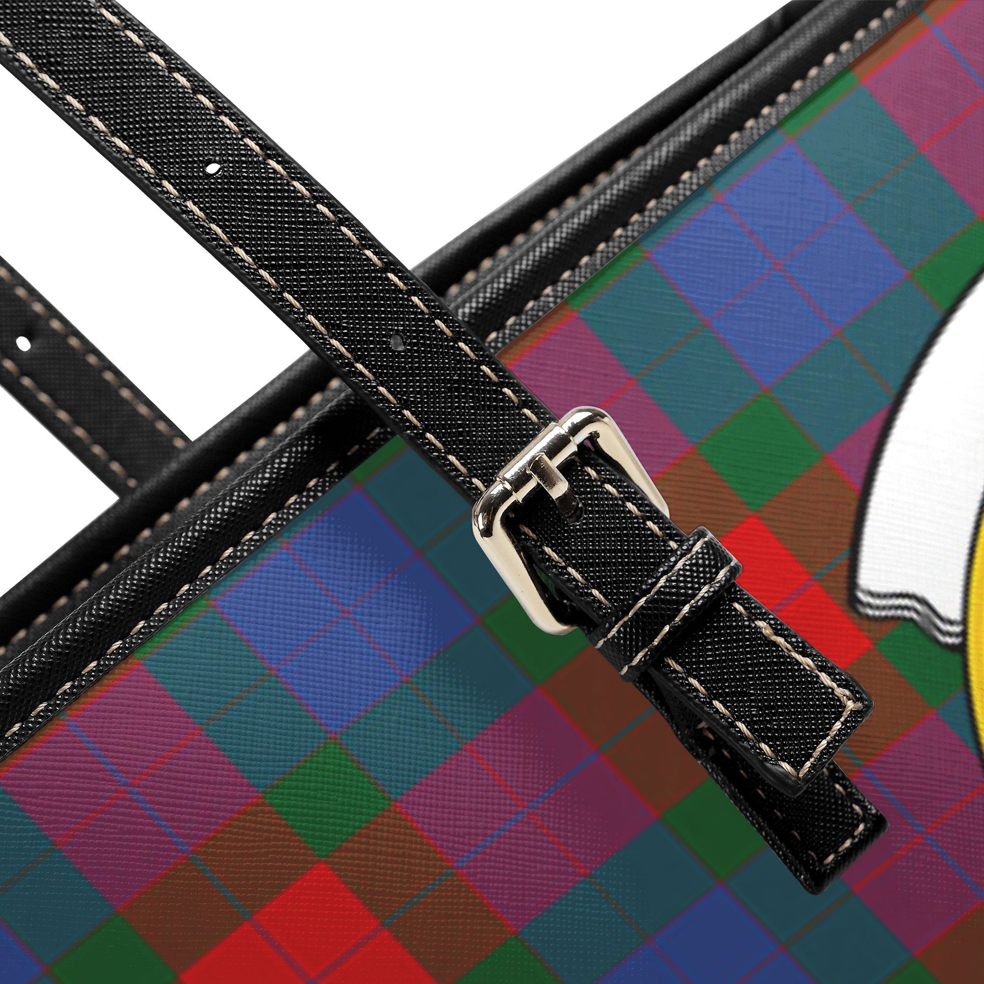 Mar Tartan Crest Leather Tote Bag