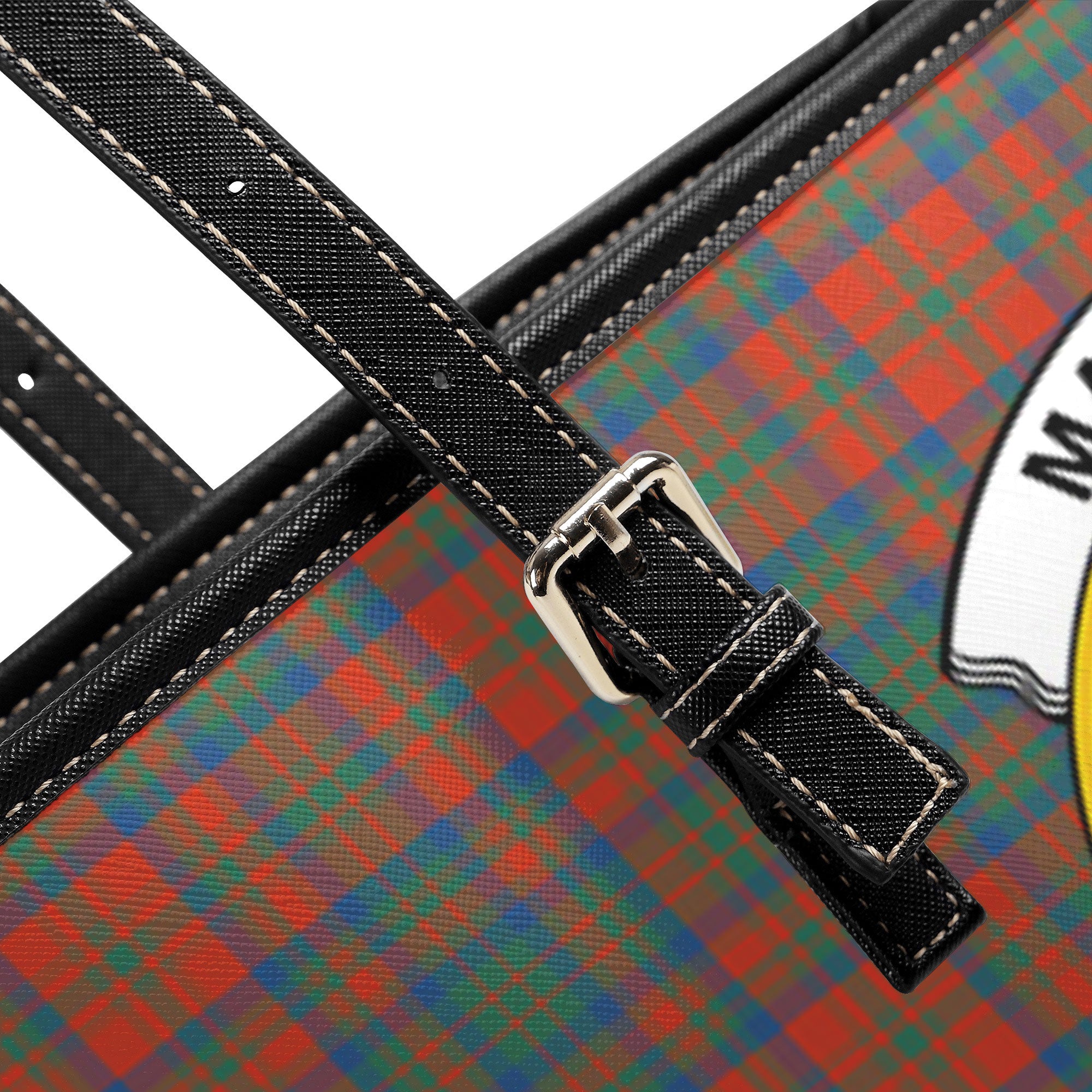 Matheson Ancient Tartan Crest Leather Tote Bag