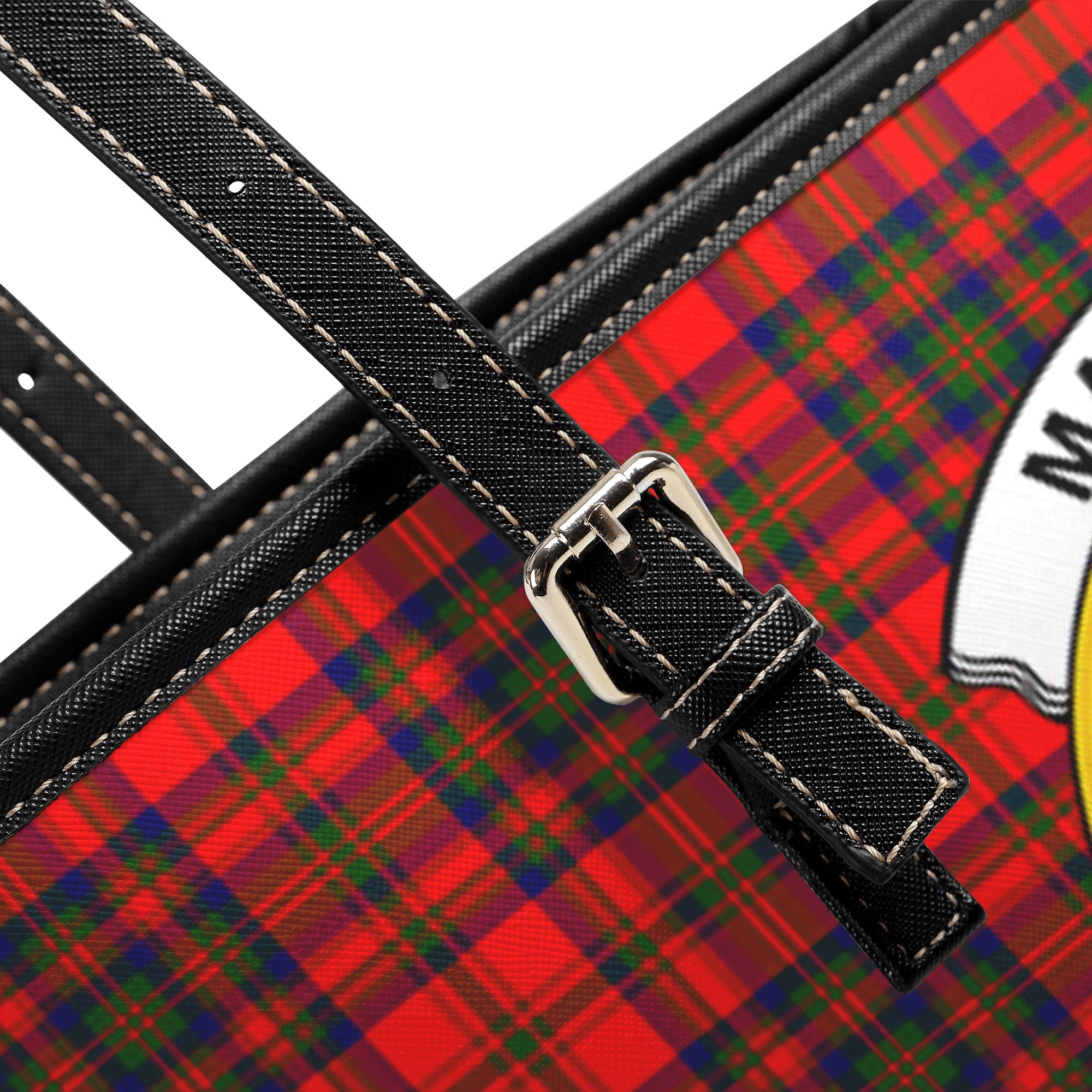 Matheson Modern Tartan Crest Leather Tote Bag