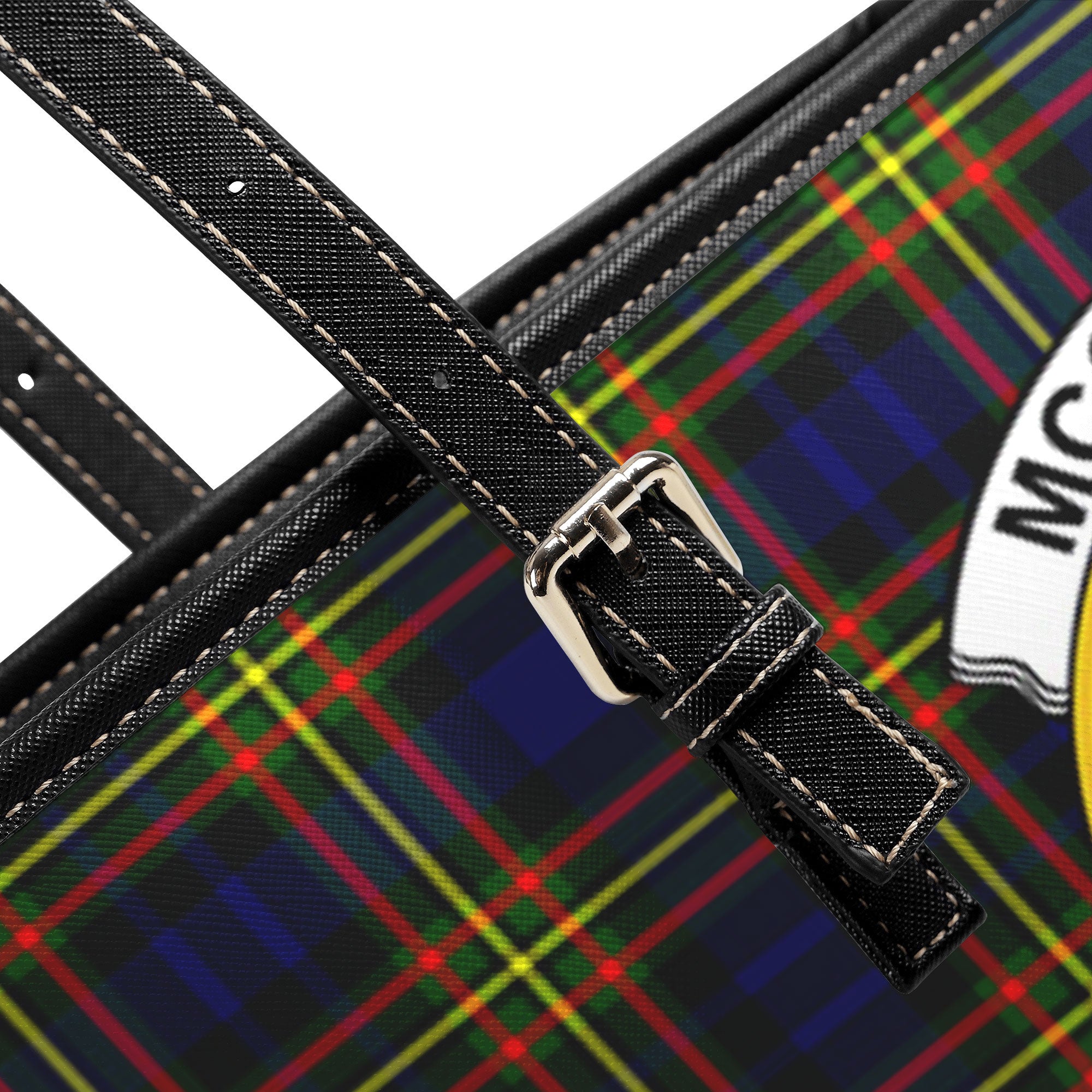 McClellan Modern Tartan Crest Leather Tote Bag