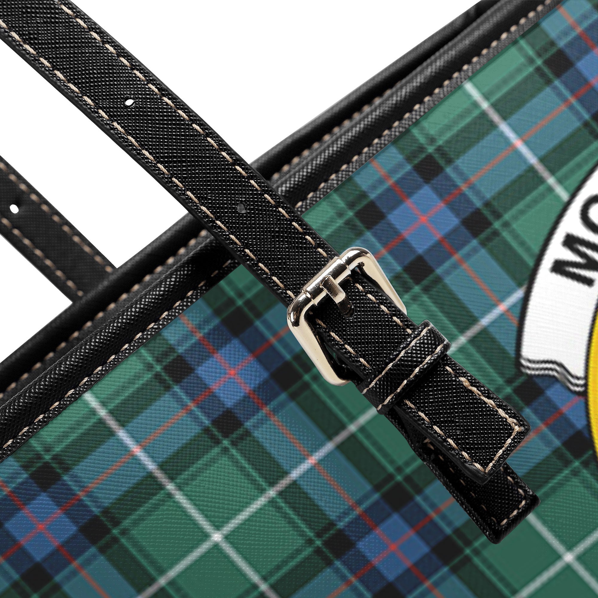 McDonald of the Isles Hunting Ancient Tartan Crest Leather Tote Bag