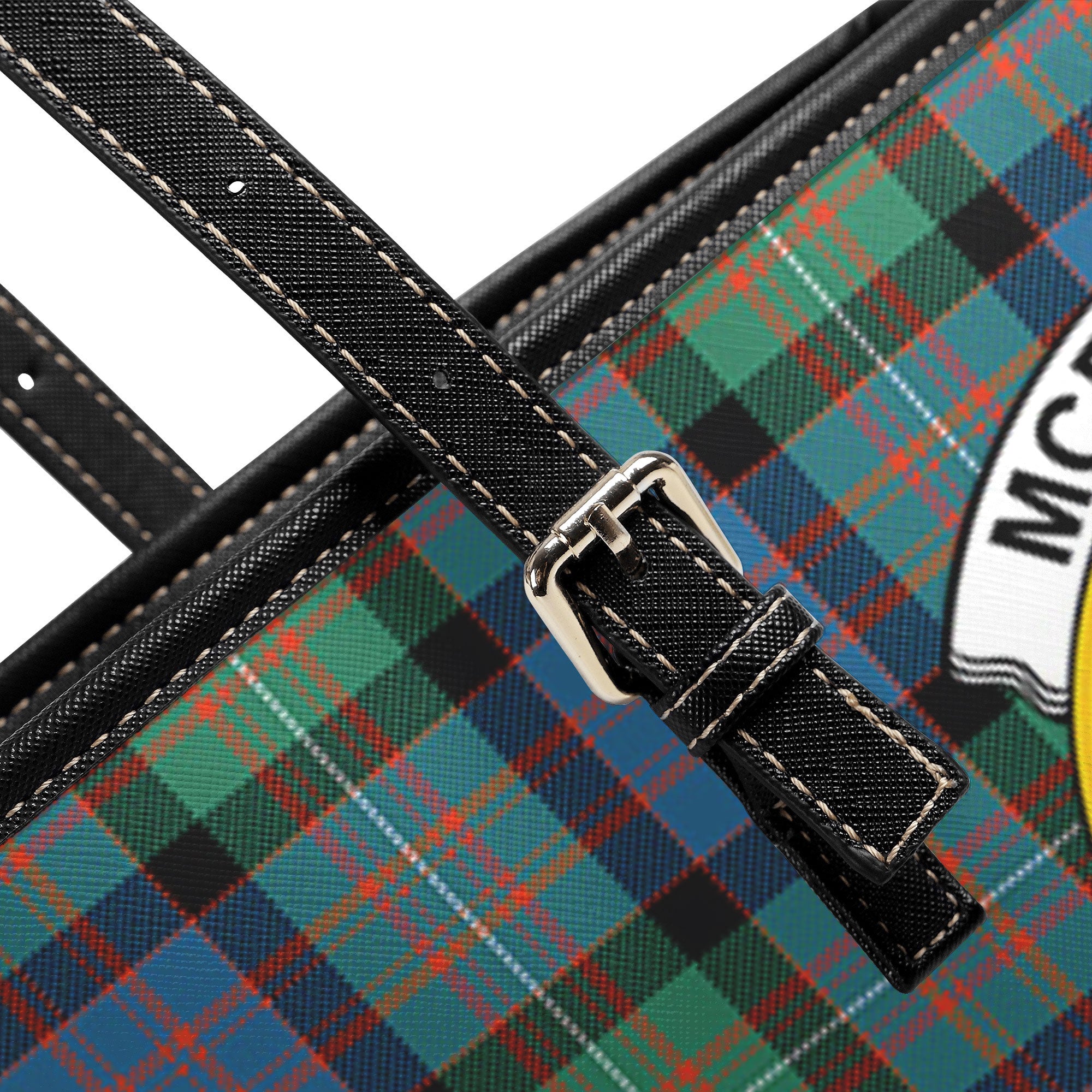 McDonnell of Glengarry Ancient Tartan Crest Leather Tote Bag