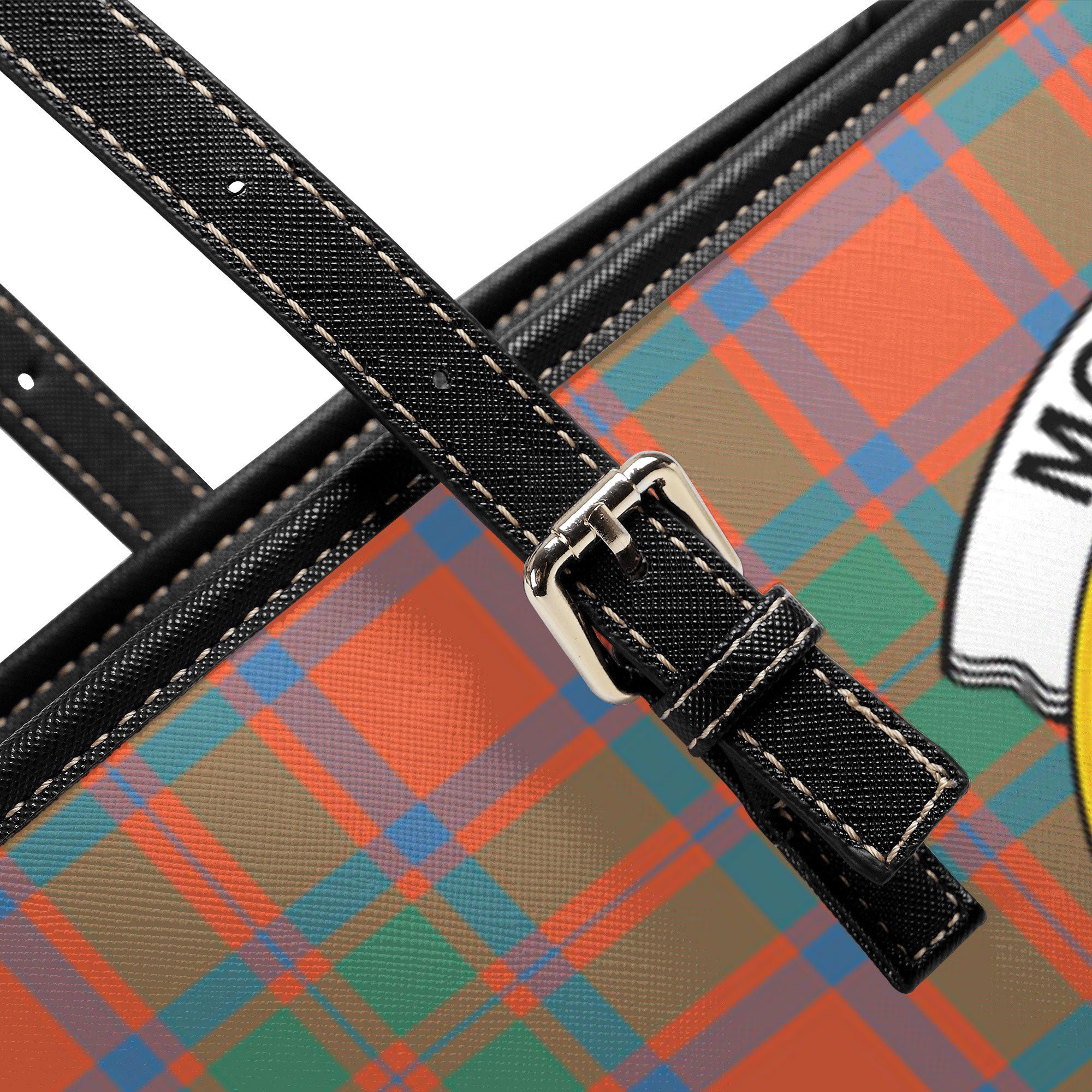 McIntosh Ancient Tartan Crest Leather Tote Bag