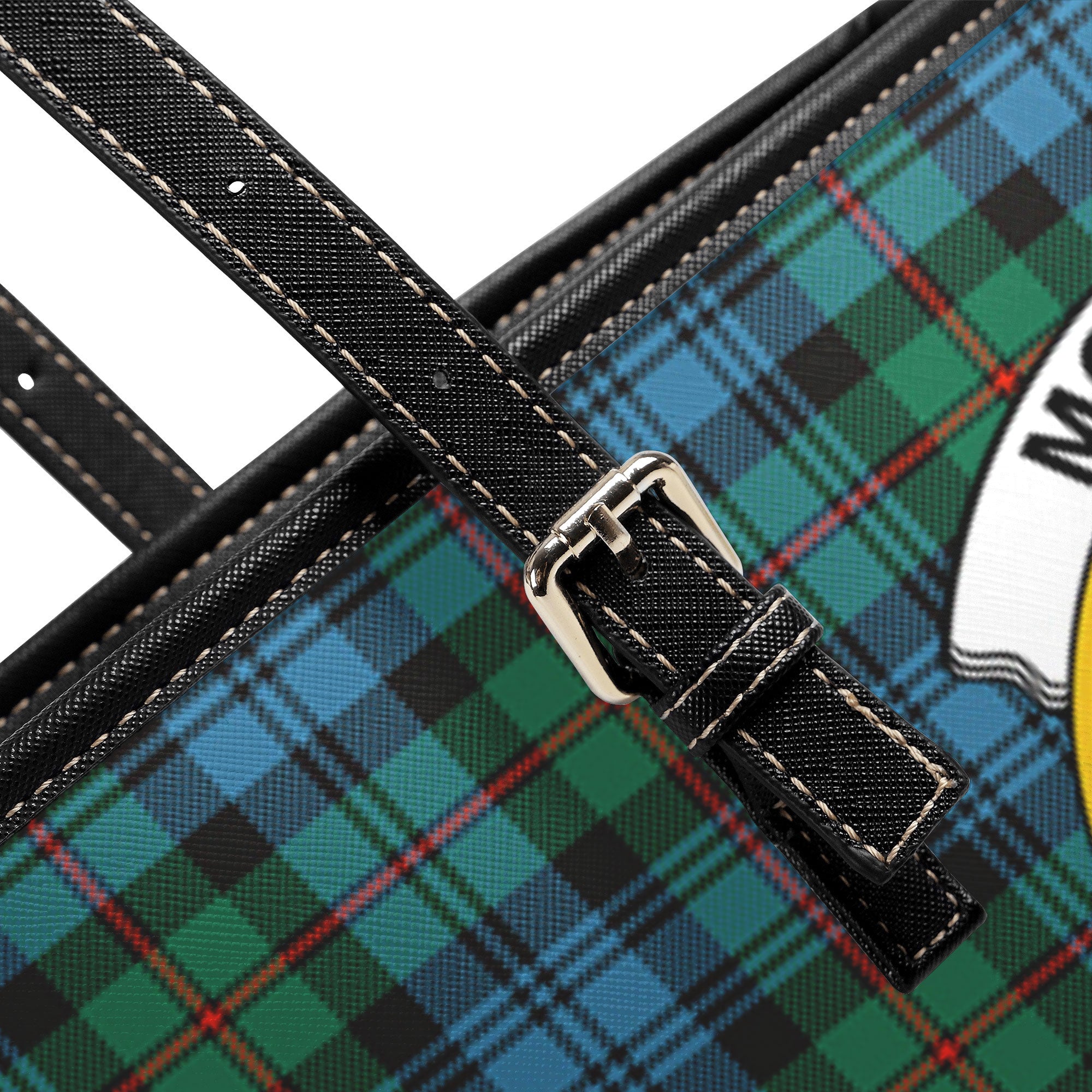 McKinlay Ancient Tartan Crest Leather Tote Bag