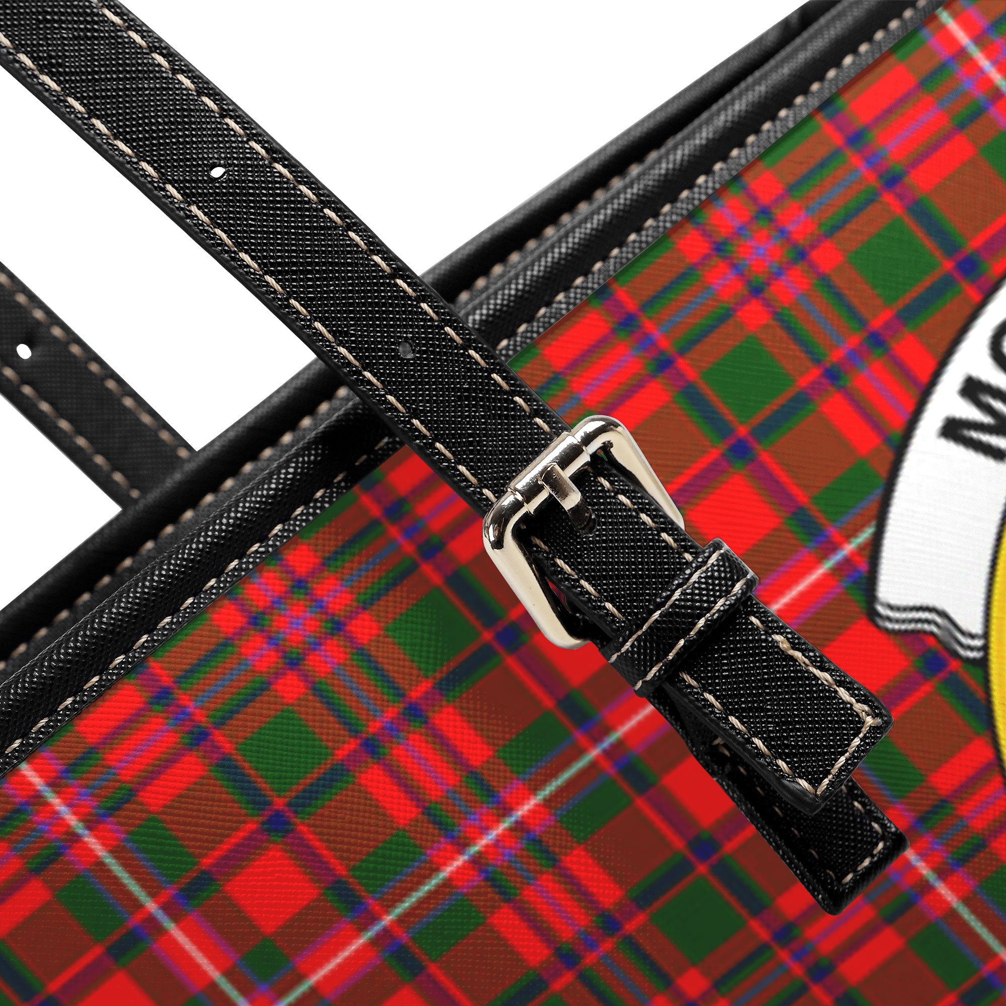 McKinnon Modern Tartan Crest Leather Tote Bag