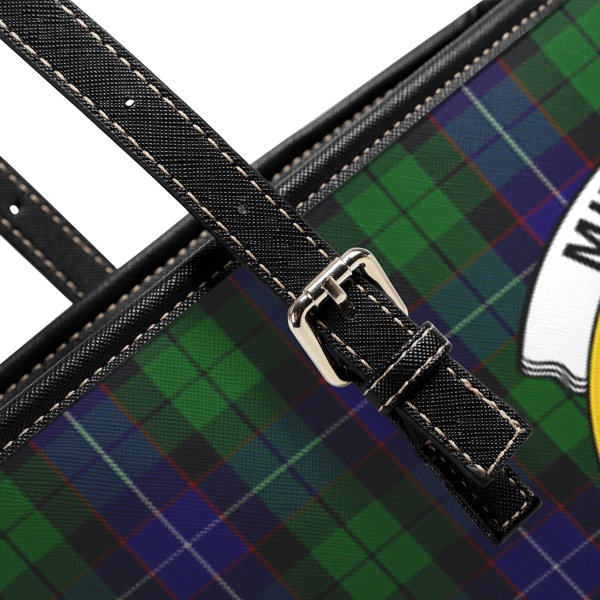 Mitchell Tartan Crest Leather Tote Bag