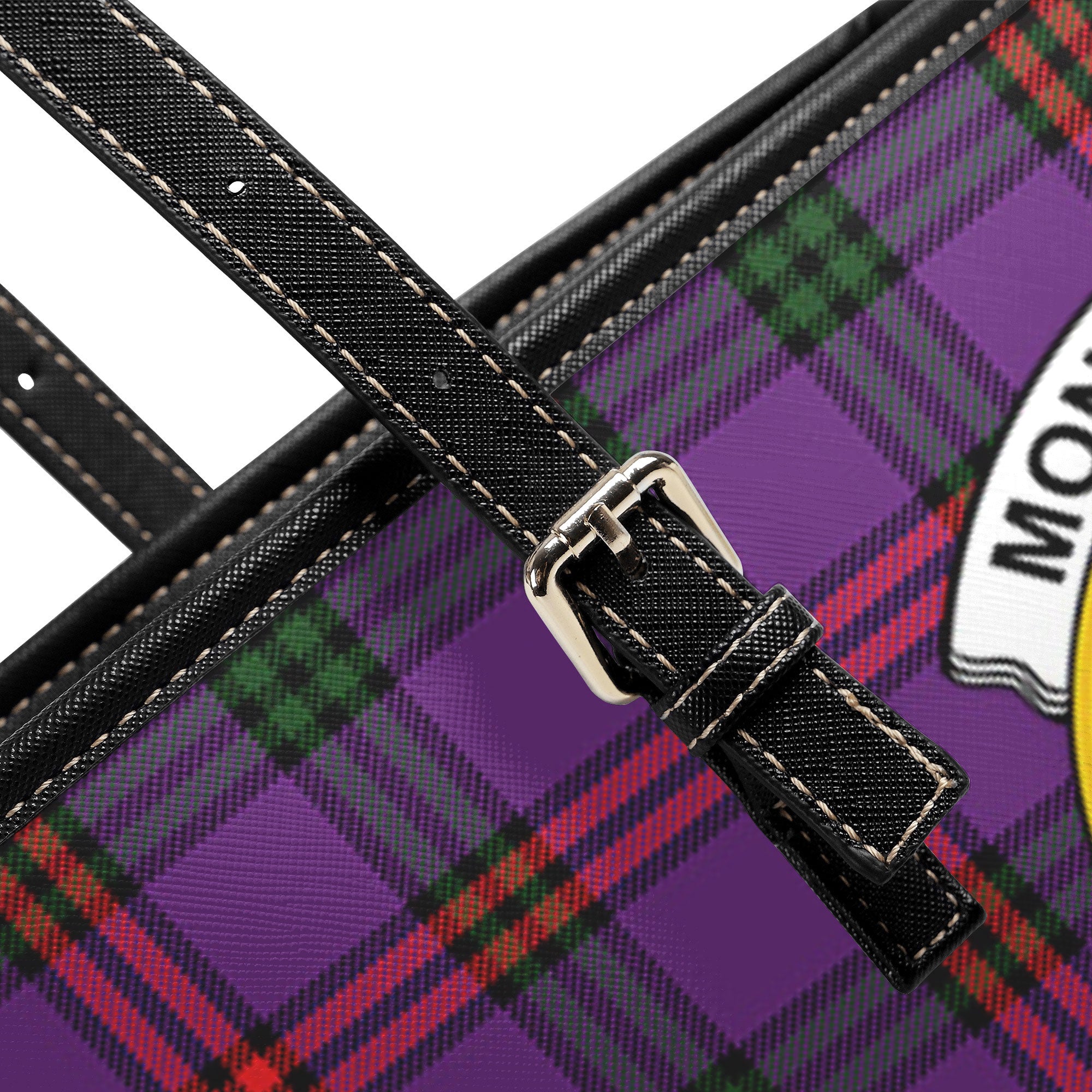 Montgomery Modern Tartan Crest Leather Tote Bag