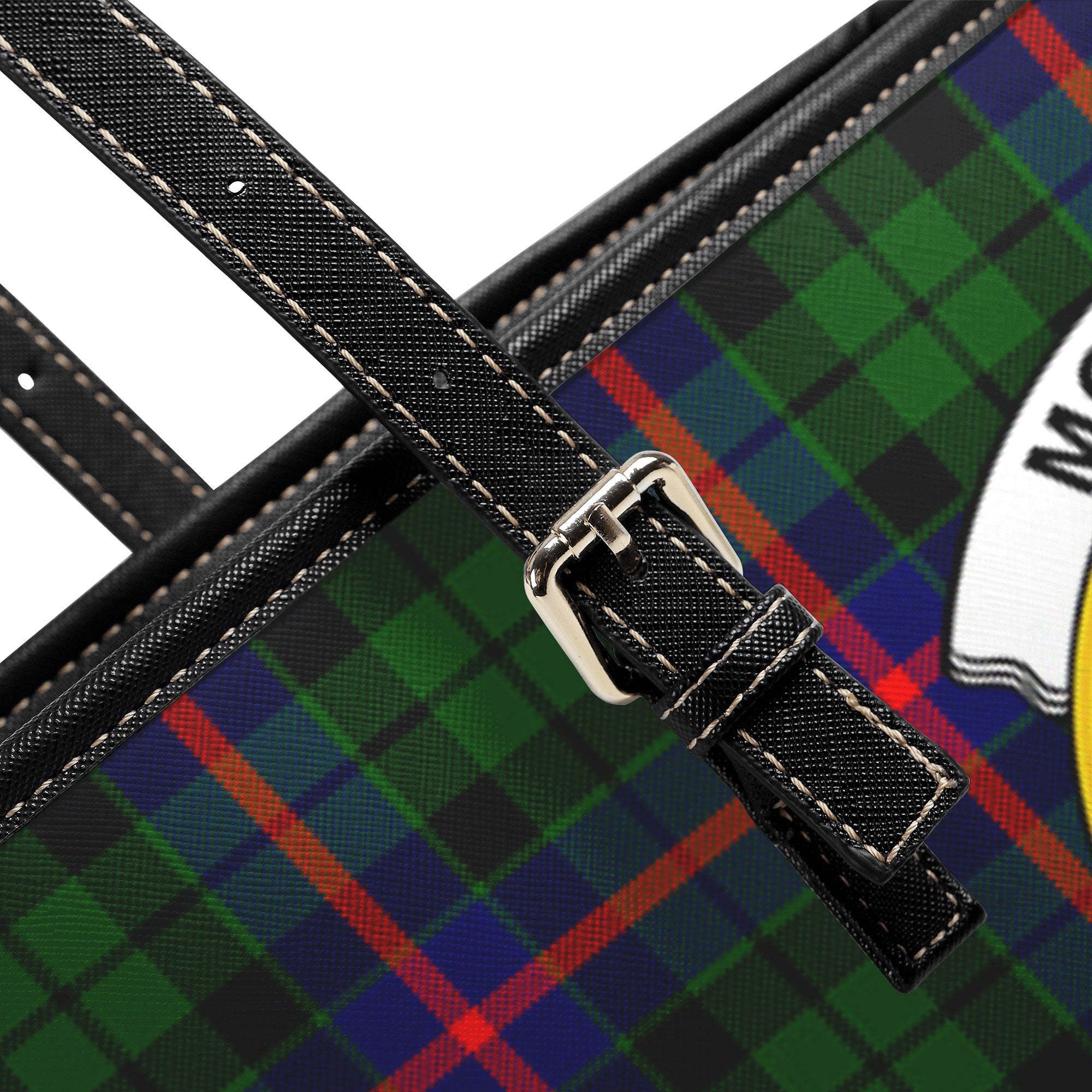 Morrison Modern Tartan Crest Leather Tote Bag