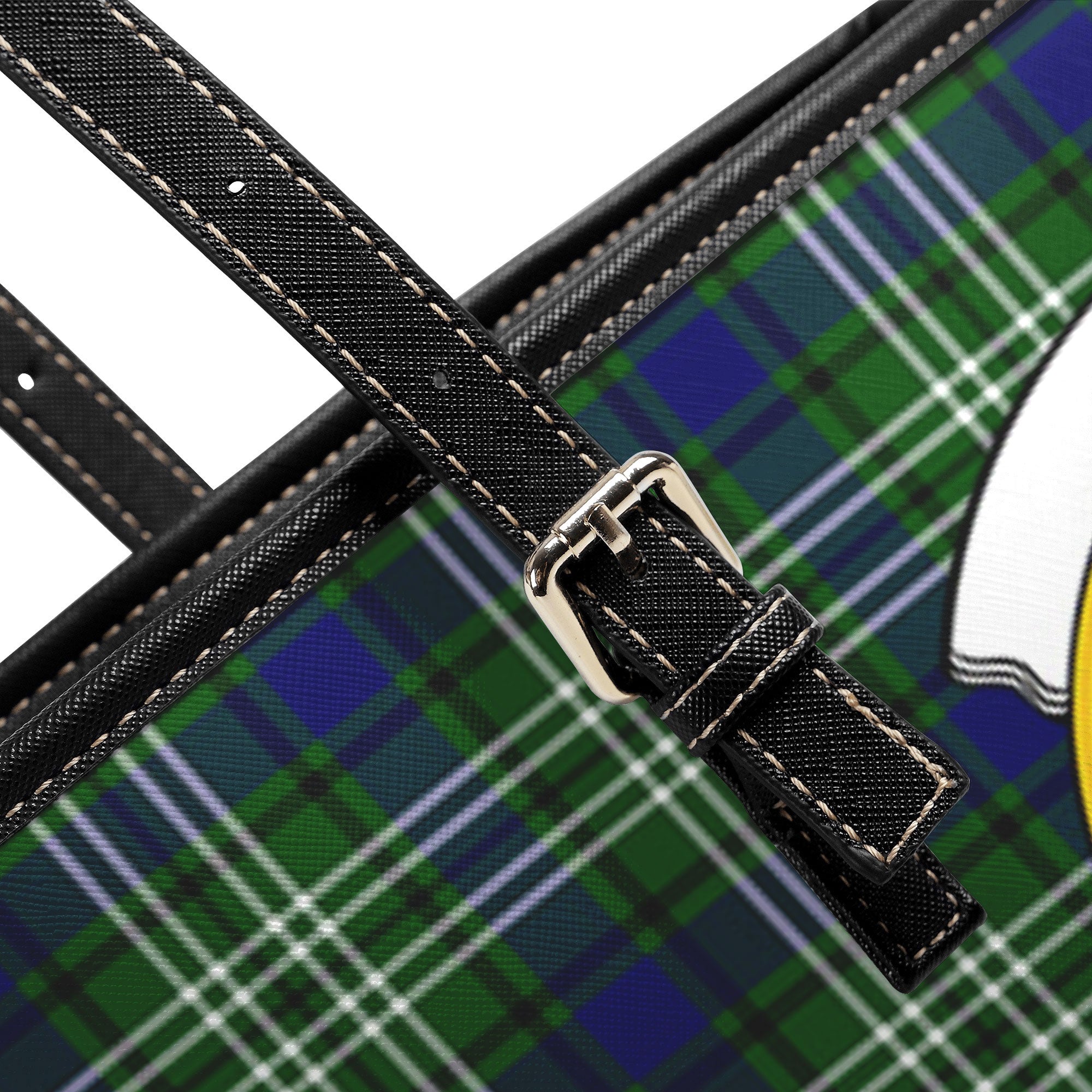 Mow Tartan Crest Leather Tote Bag