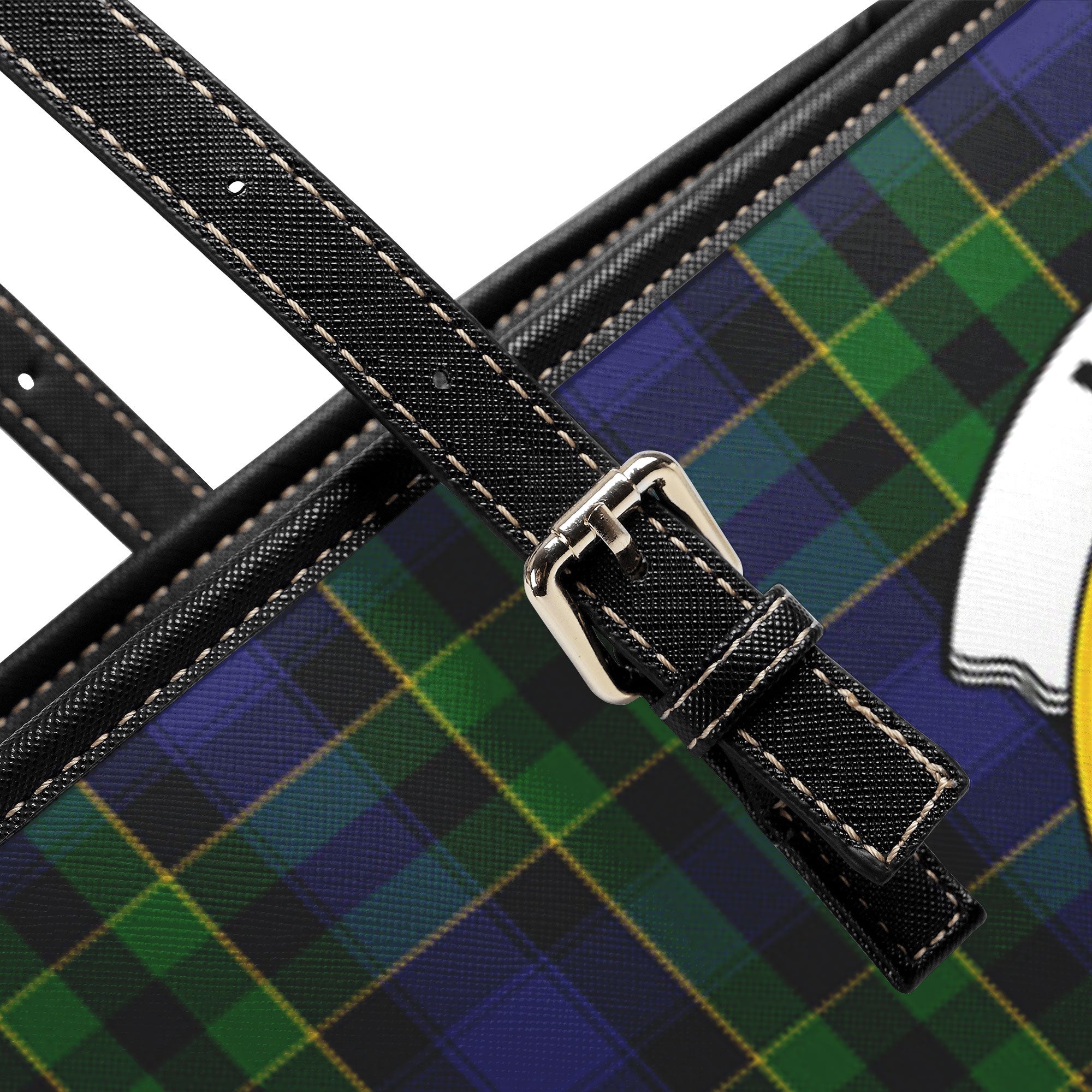 Mowat Modern Tartan Crest Leather Tote Bag