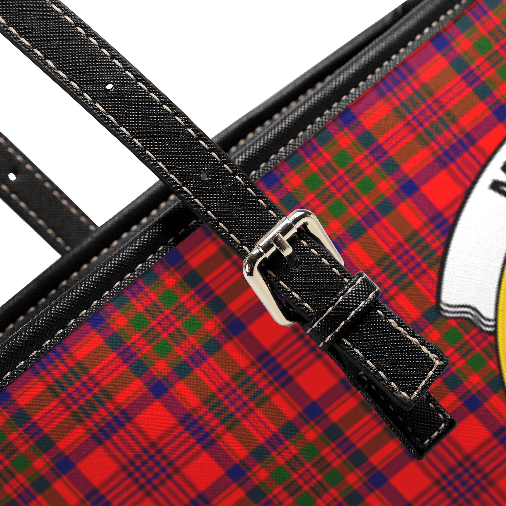 Murray of Tulloch Modern Tartan Crest Leather Tote Bag