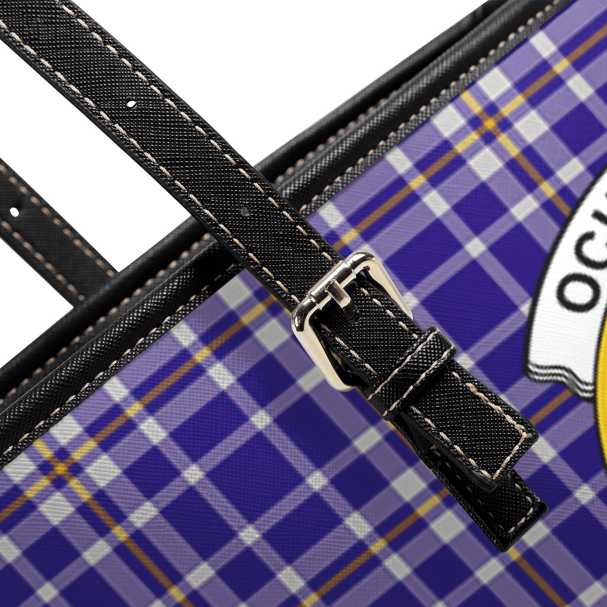 Ochterlony Tartan Crest Leather Tote Bag