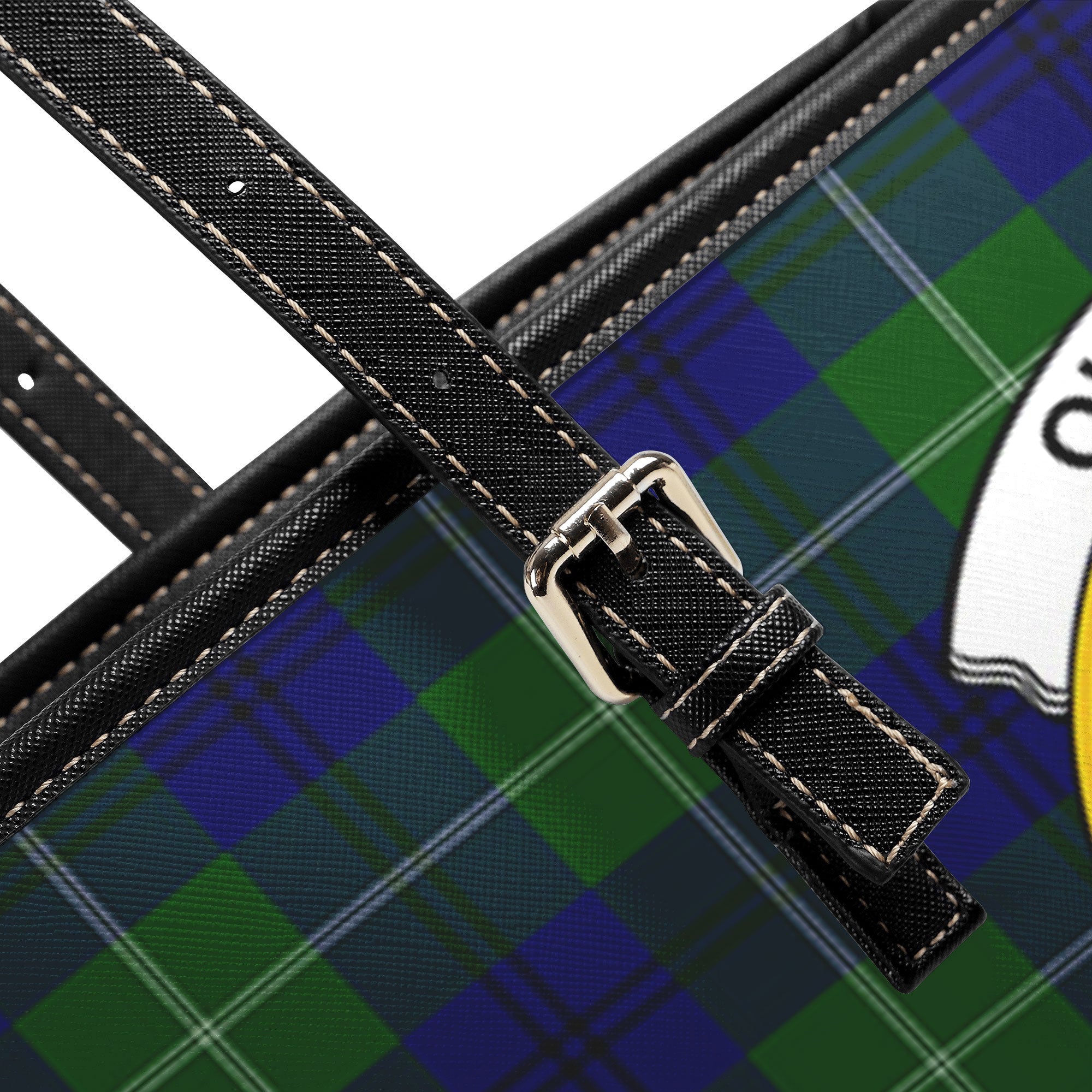 Oliphant Modern Tartan Crest Leather Tote Bag