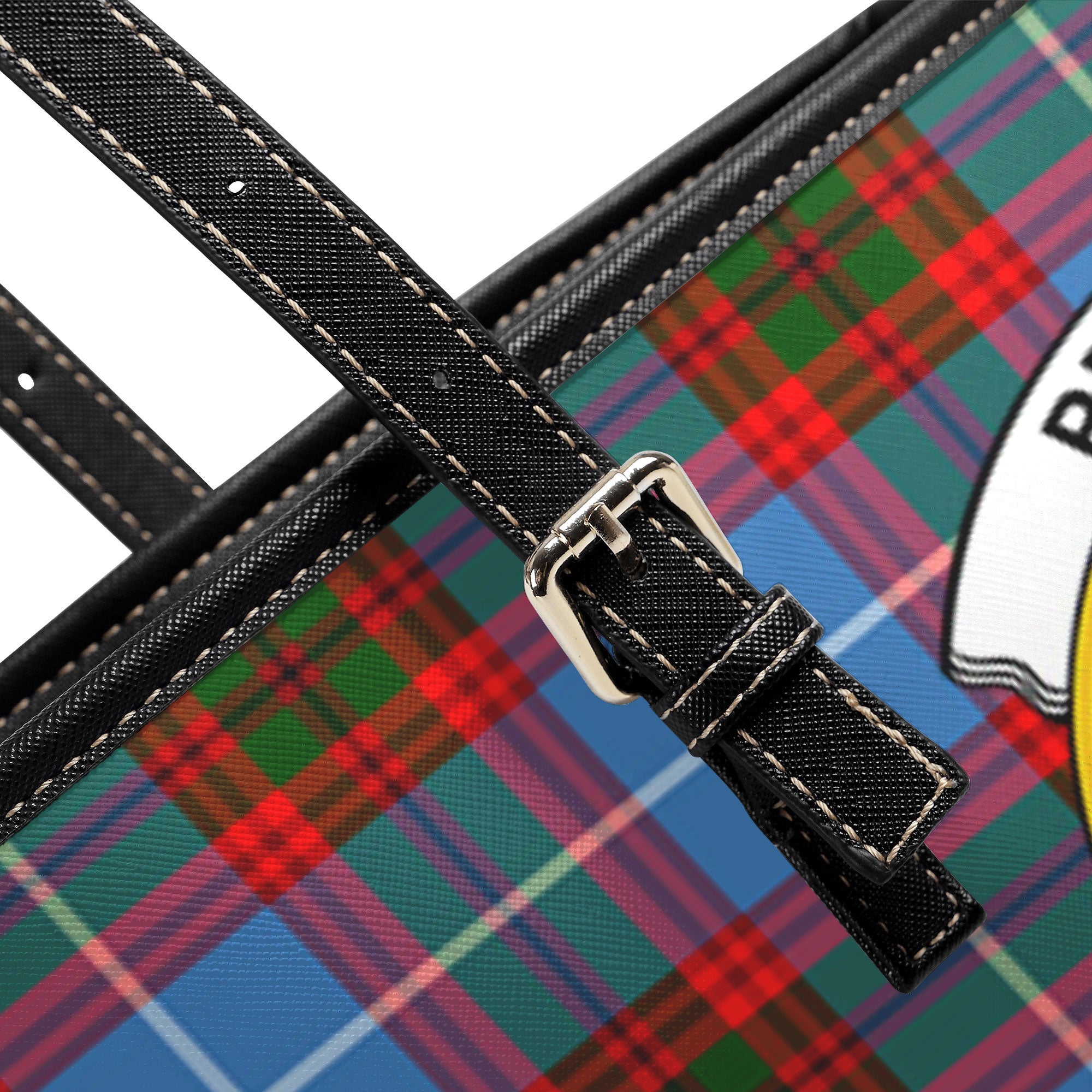 Preston Tartan Crest Leather Tote Bag