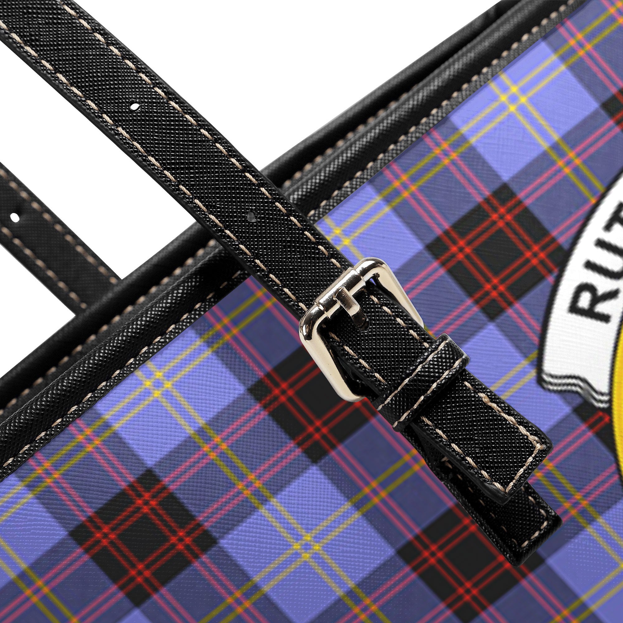 Rutherford Tartan Crest Leather Tote Bag