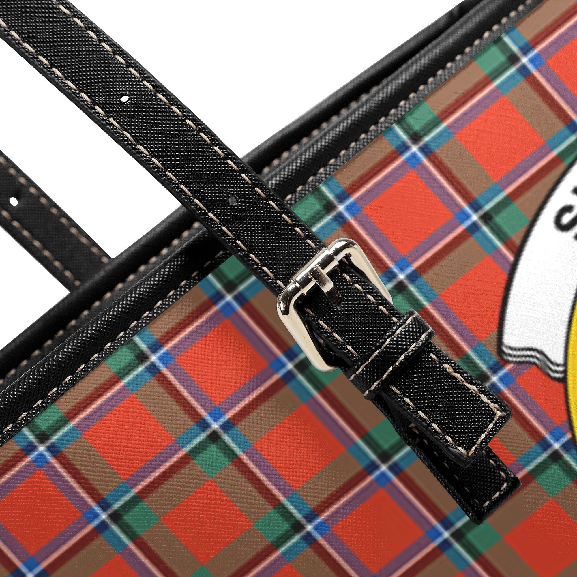 Sinclair Ancient Tartan Crest Leather Tote Bag