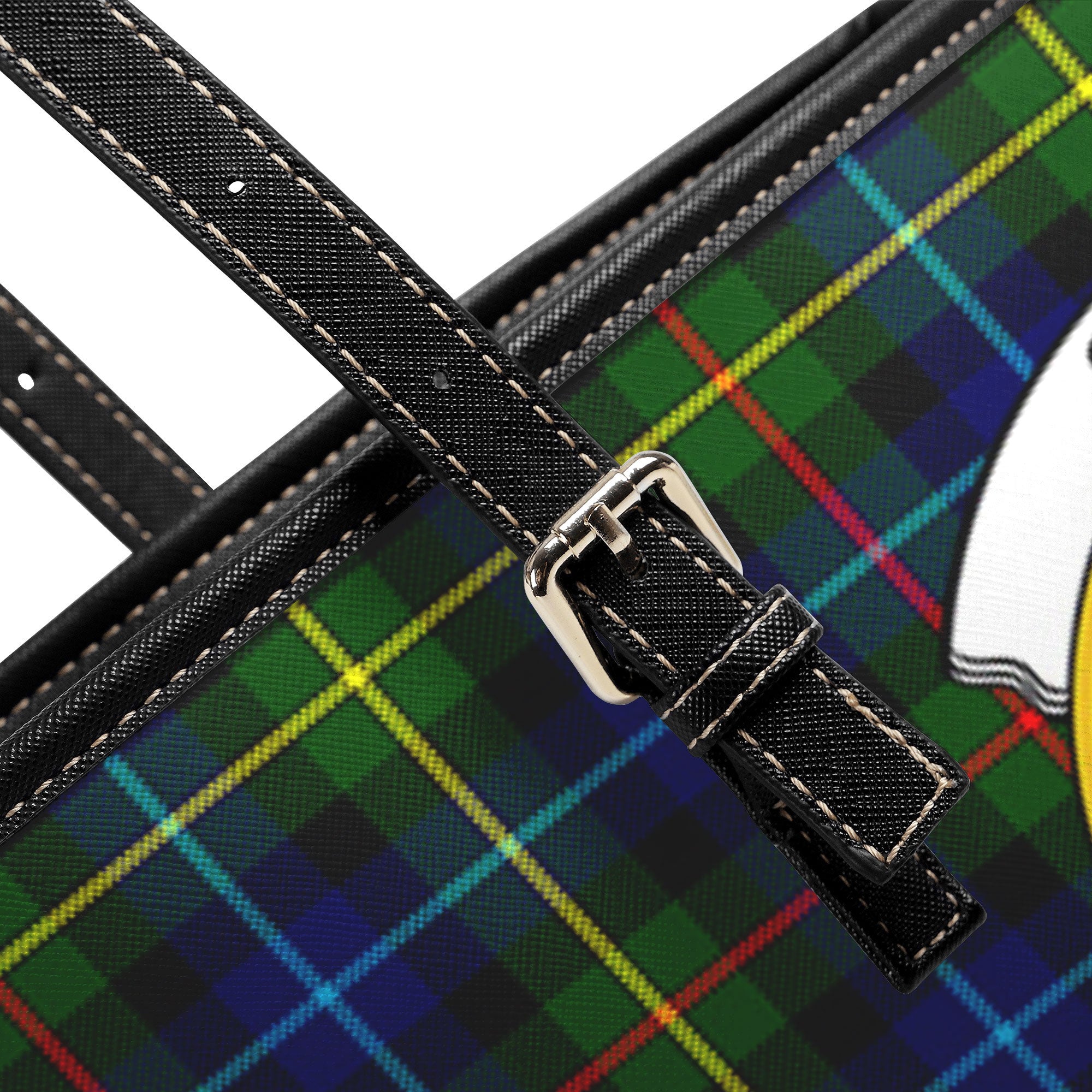 Smith Modern Tartan Crest Leather Tote Bag