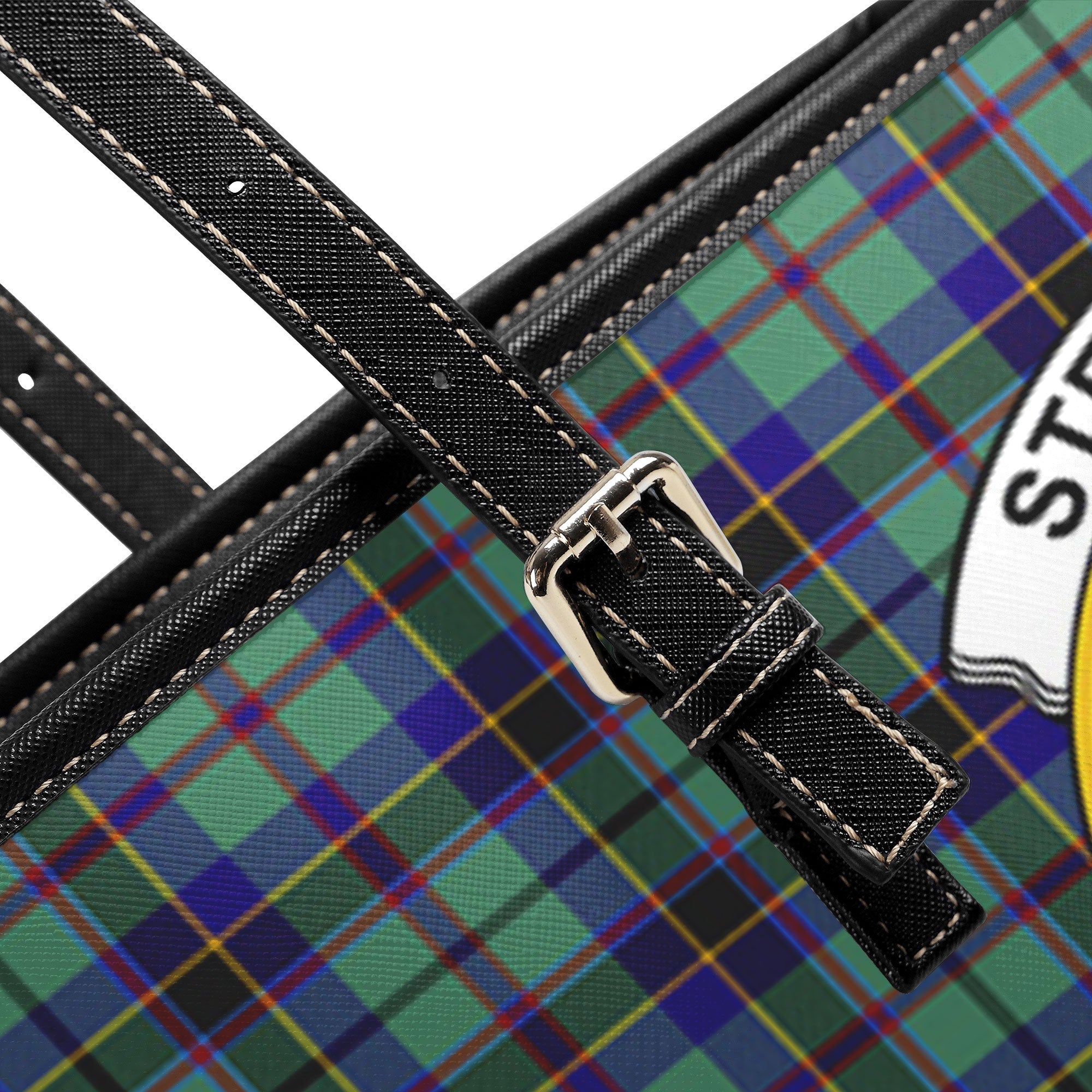 Stevenson Tartan Crest Leather Tote Bag