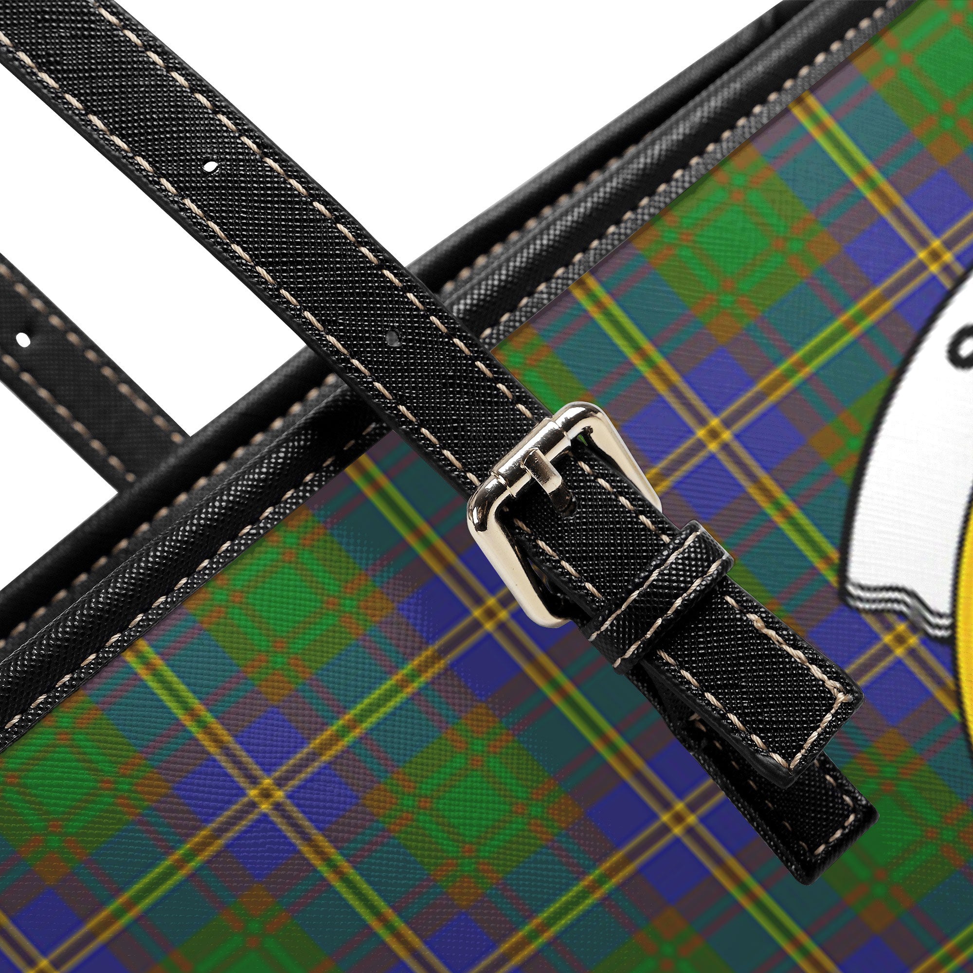 Strang (or Strange) Tartan Crest Leather Tote Bag