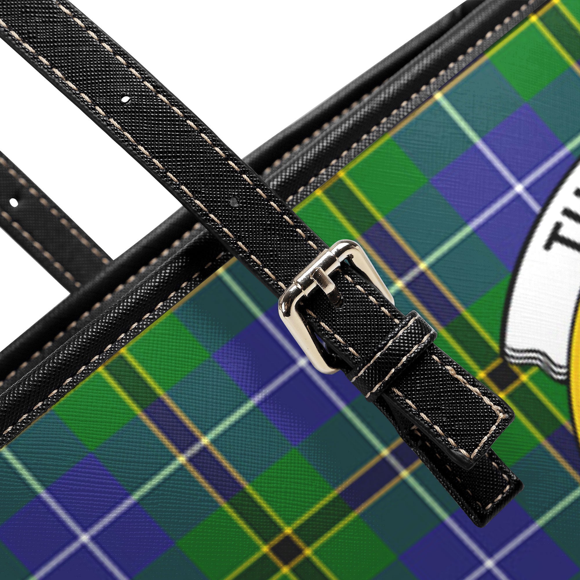 Turnbull Hunting Tartan Crest Leather Tote Bag