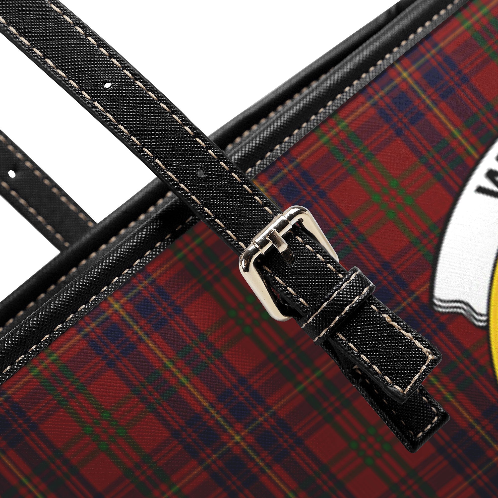 Walker Tartan Crest Leather Tote Bag