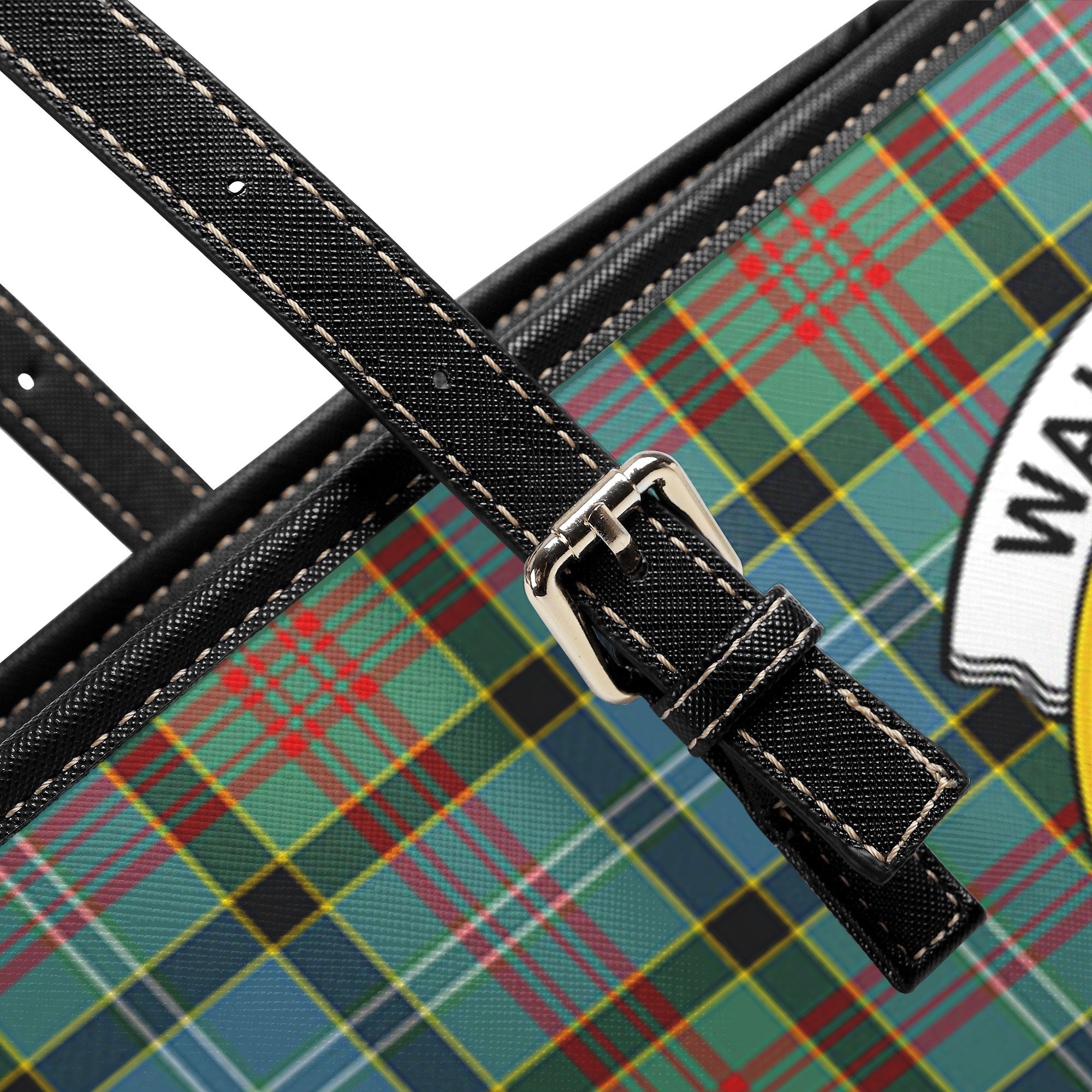 Walkinshaw Tartan Crest Leather Tote Bag