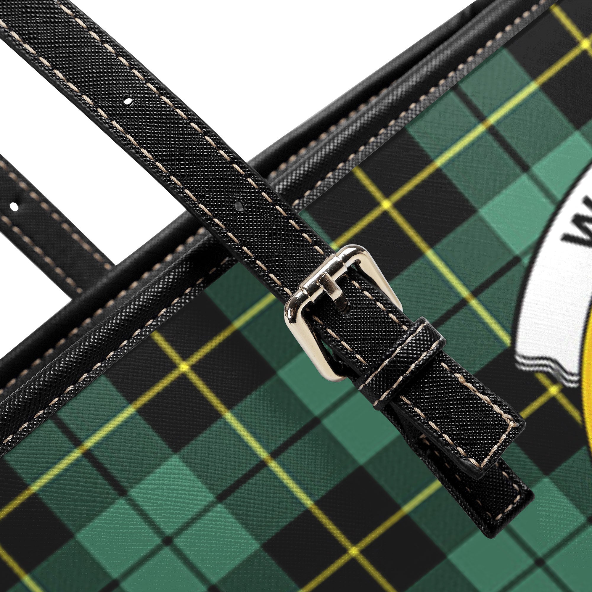 Wallace Hunting Ancient Tartan Crest Leather Tote Bag