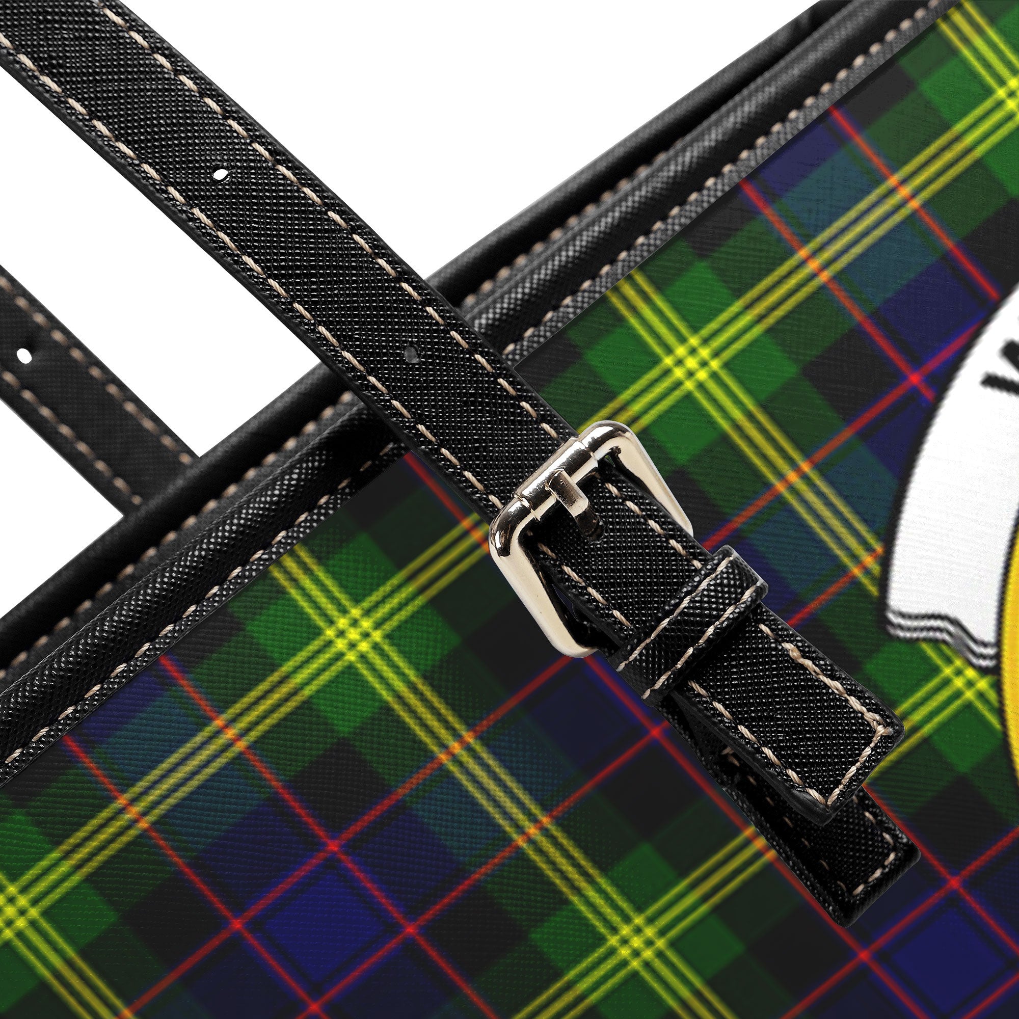 Watson Modern Tartan Crest Leather Tote Bag