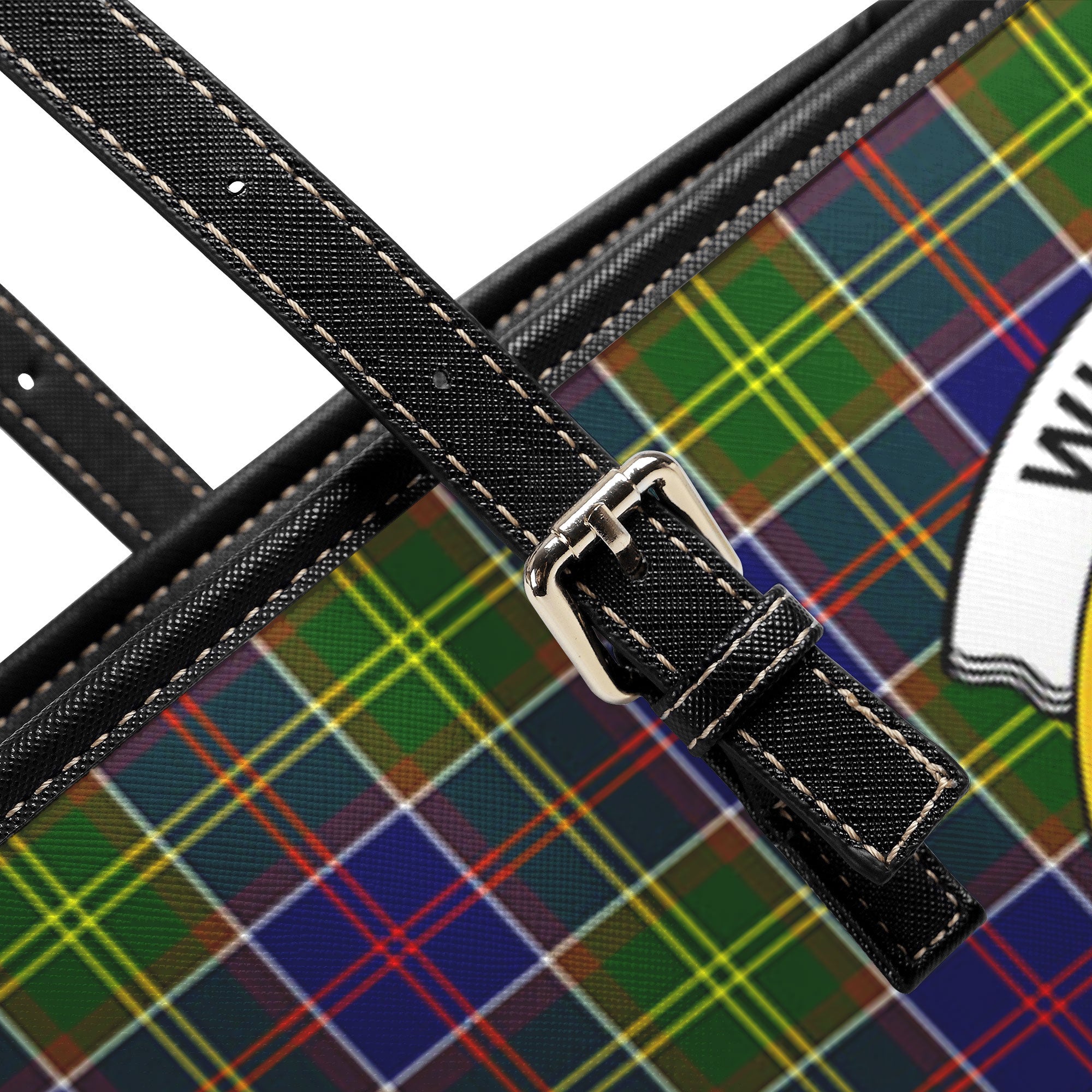 Whitelaw Tartan Crest Leather Tote Bag