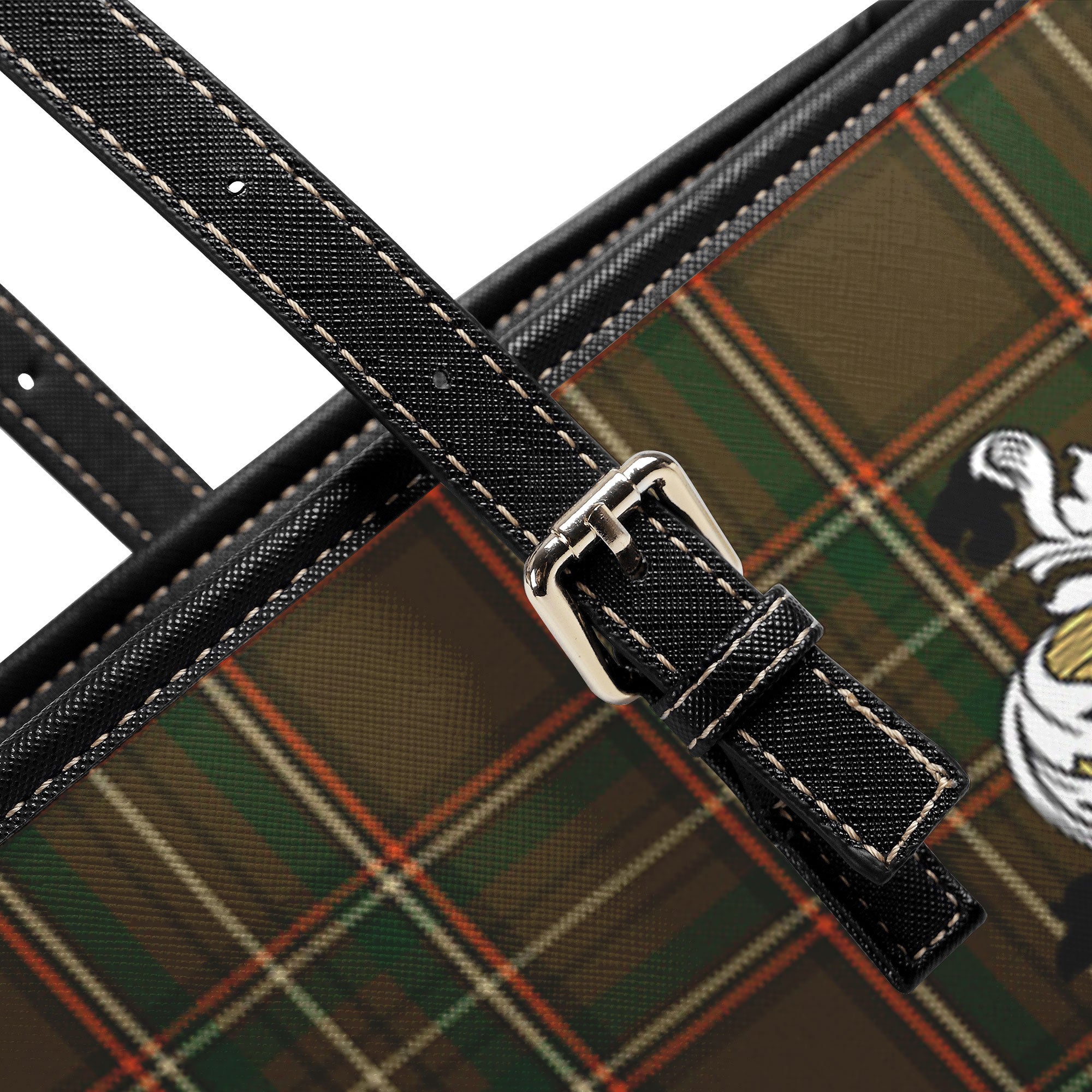 Williams Tartan Crest Leather Tote Bag