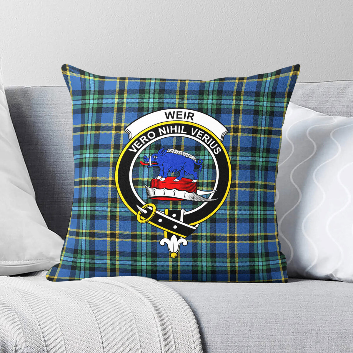 Weir Ancient Tartan Crest Pillow Cover