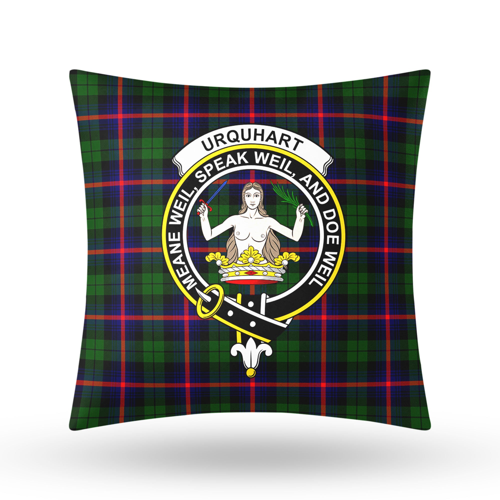 Urquhart Modern Tartan Crest Pillow Cover