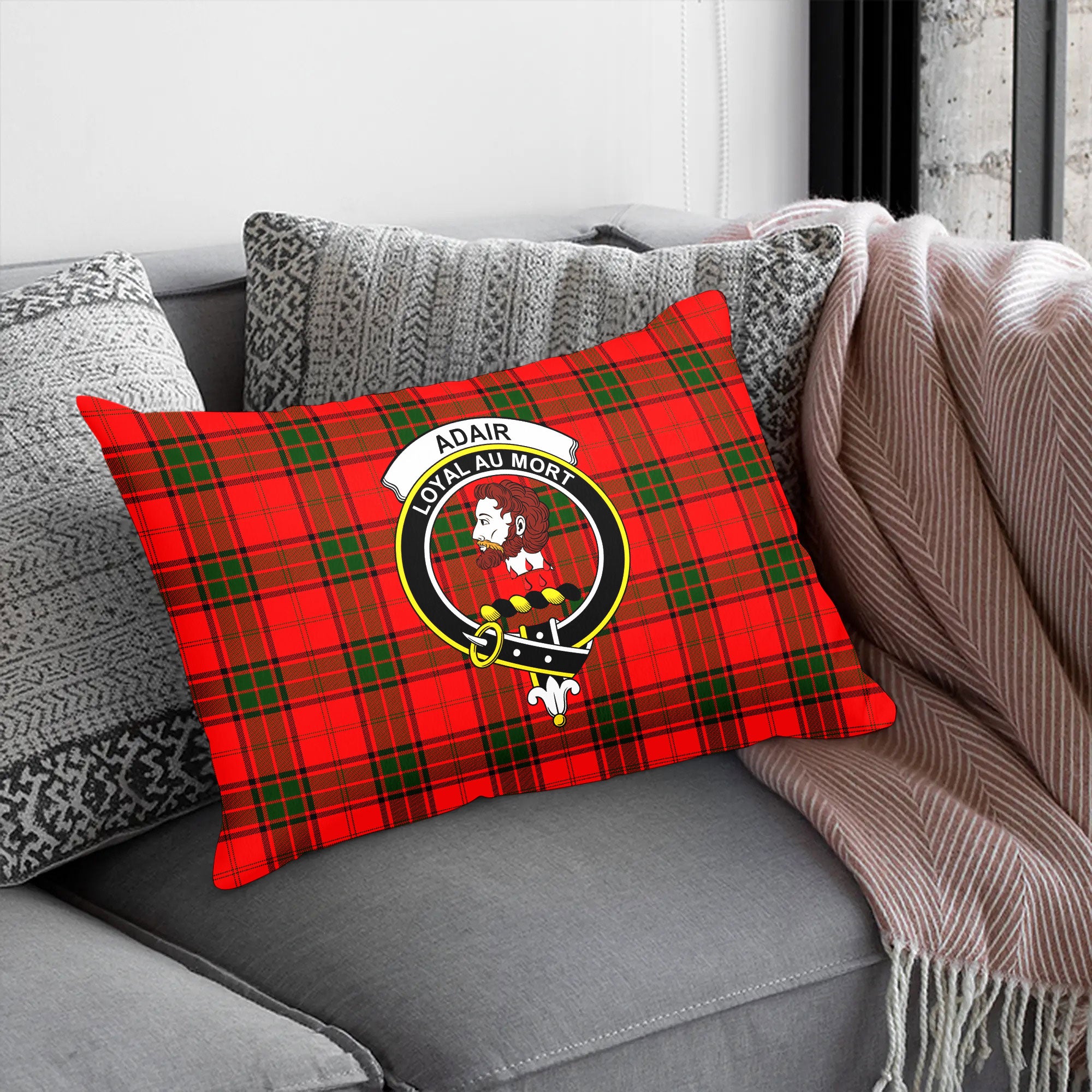 Adair Modern Tartan Crest Pillow Cover