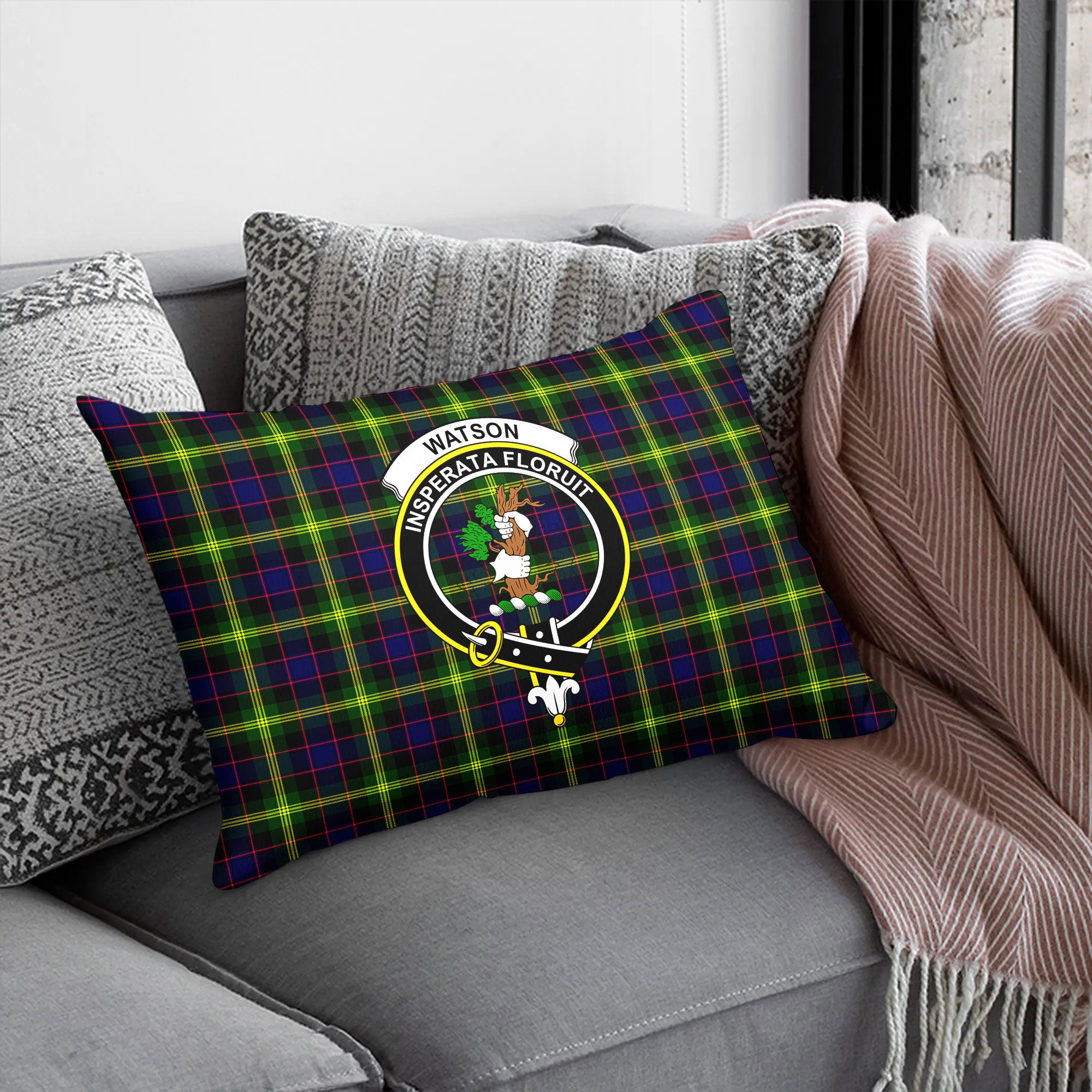 Watson Modern Tartan Crest Pillow Cover