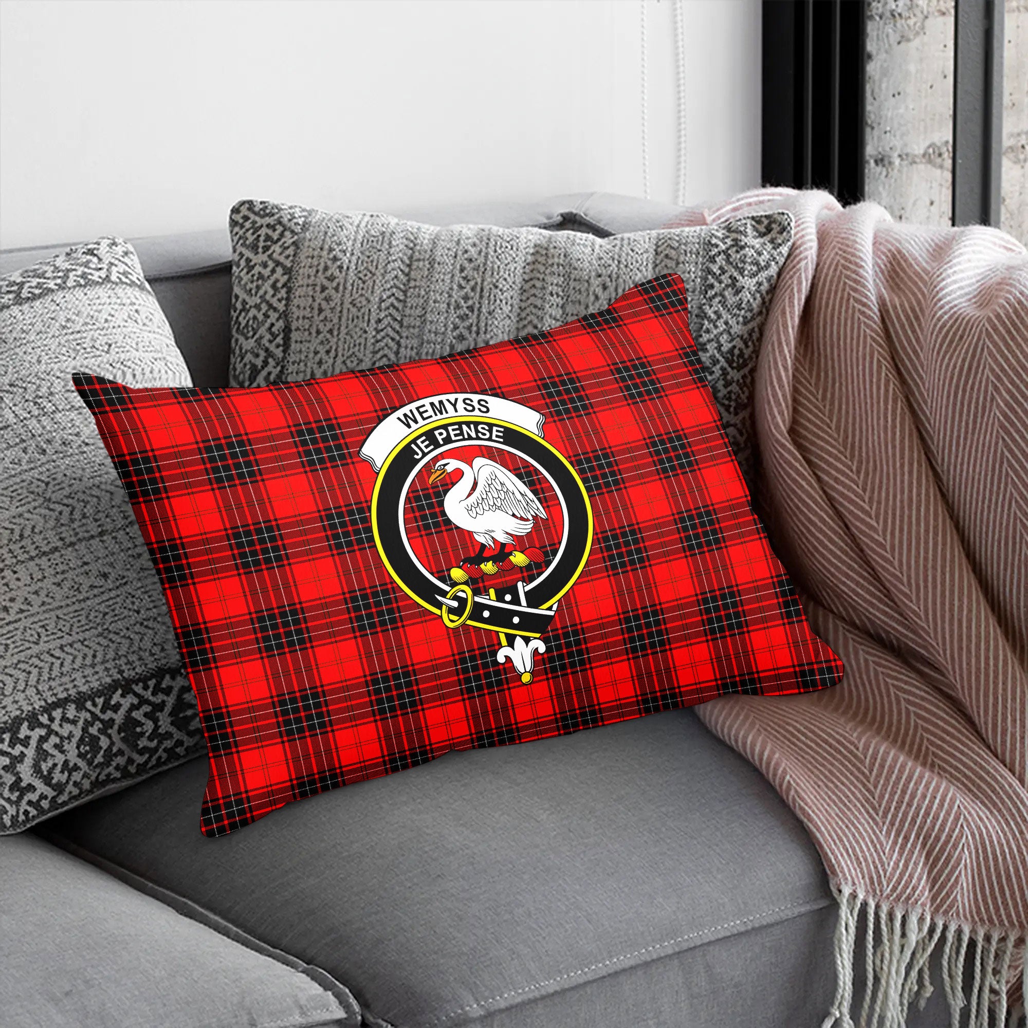 Wemyss Modern Tartan Crest Pillow Cover