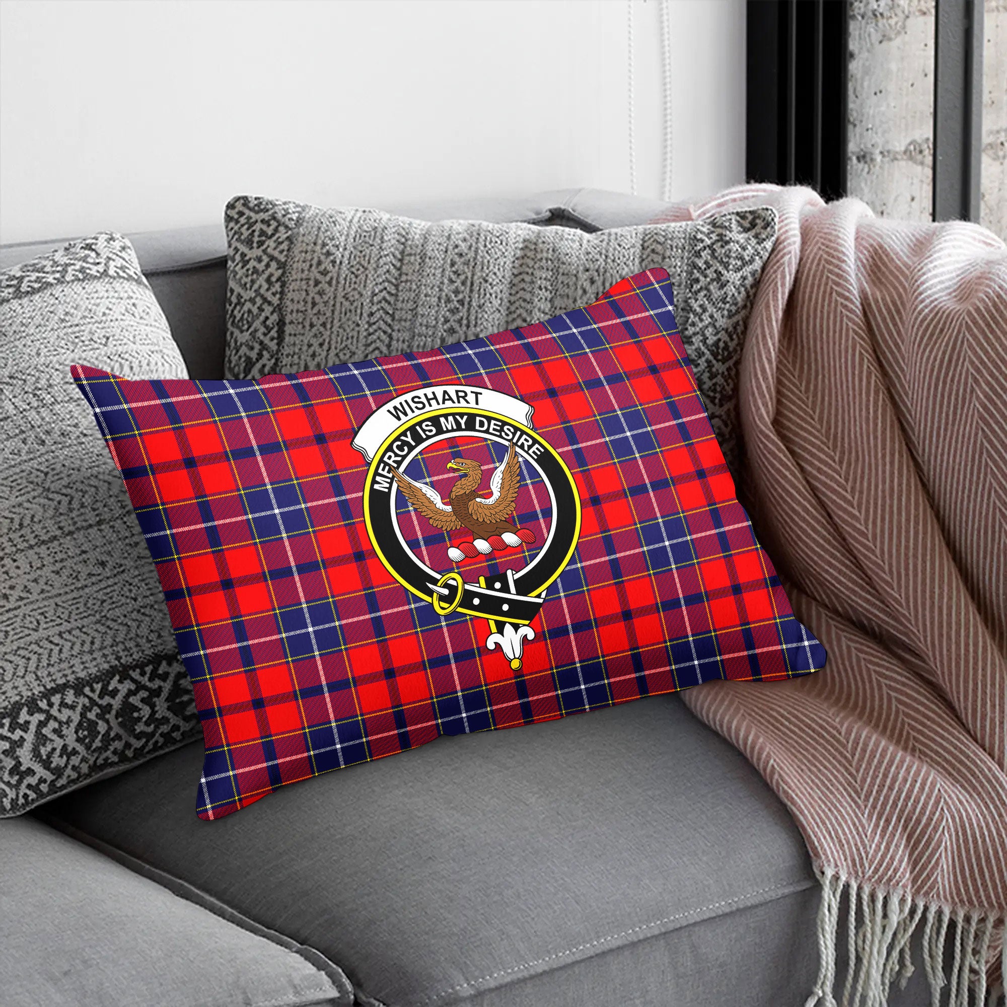 Wishart Dress Tartan Crest Pillow Cover