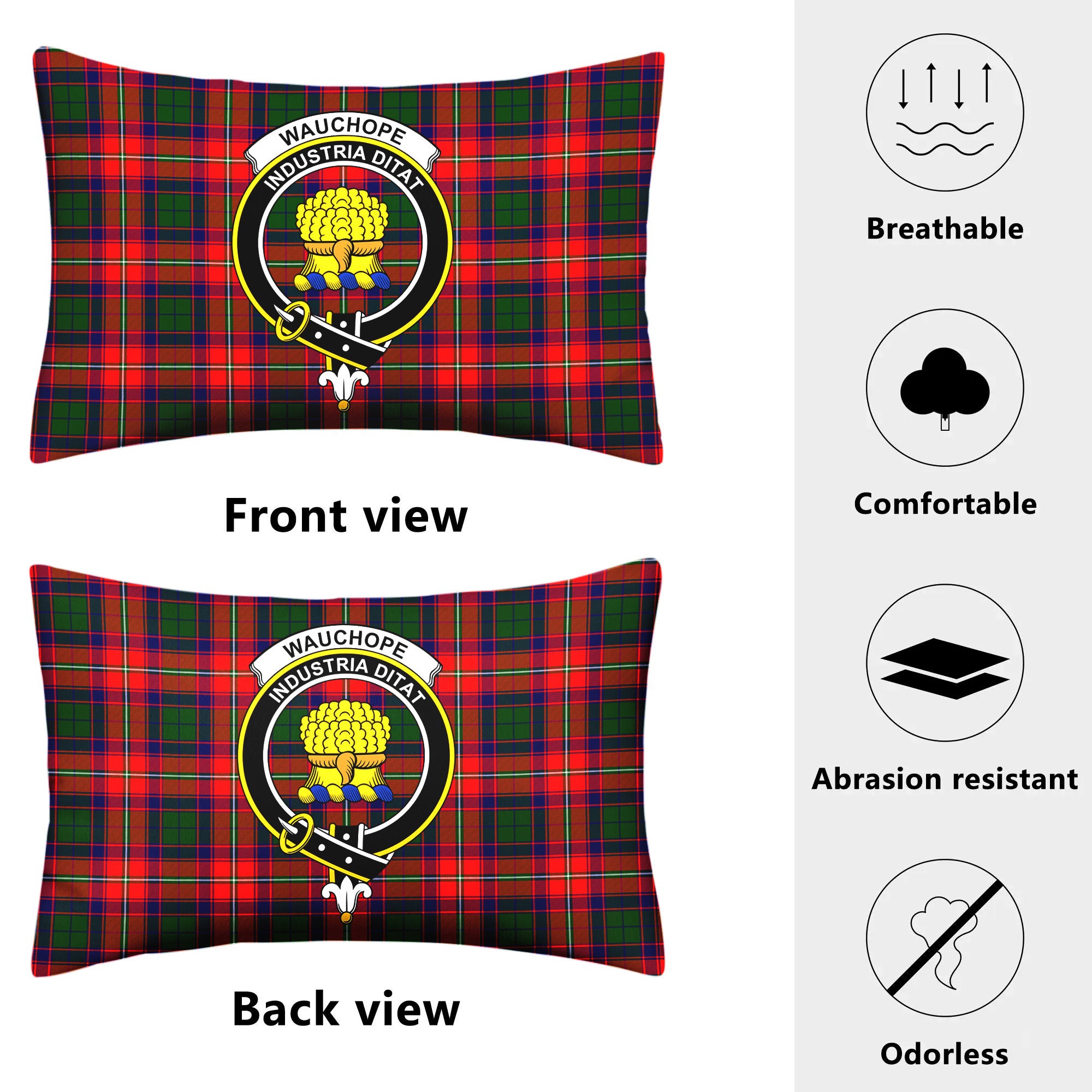 Wauchope (or Waugh) Tartan Crest Pillow Cover