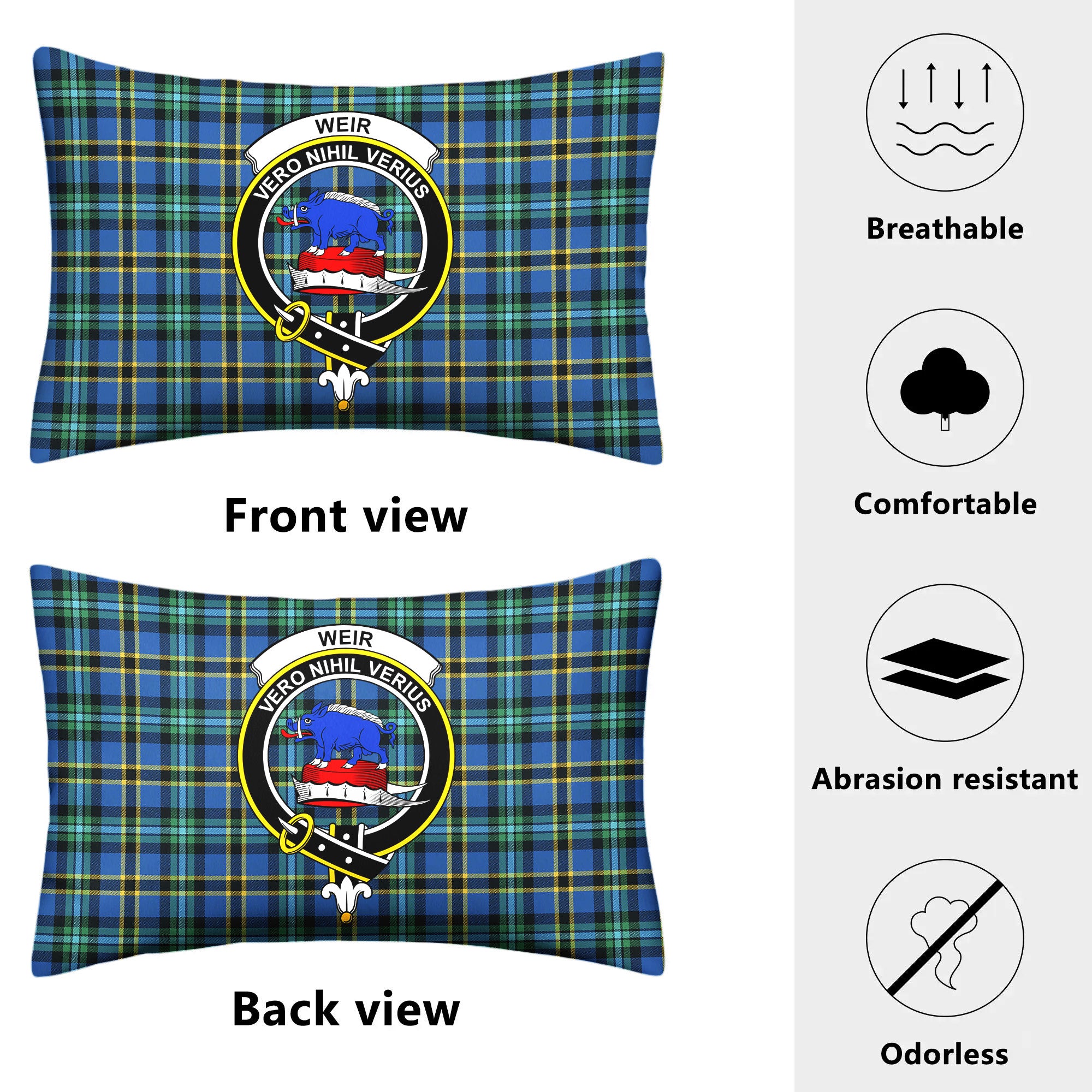 Weir Ancient Tartan Crest Pillow Cover