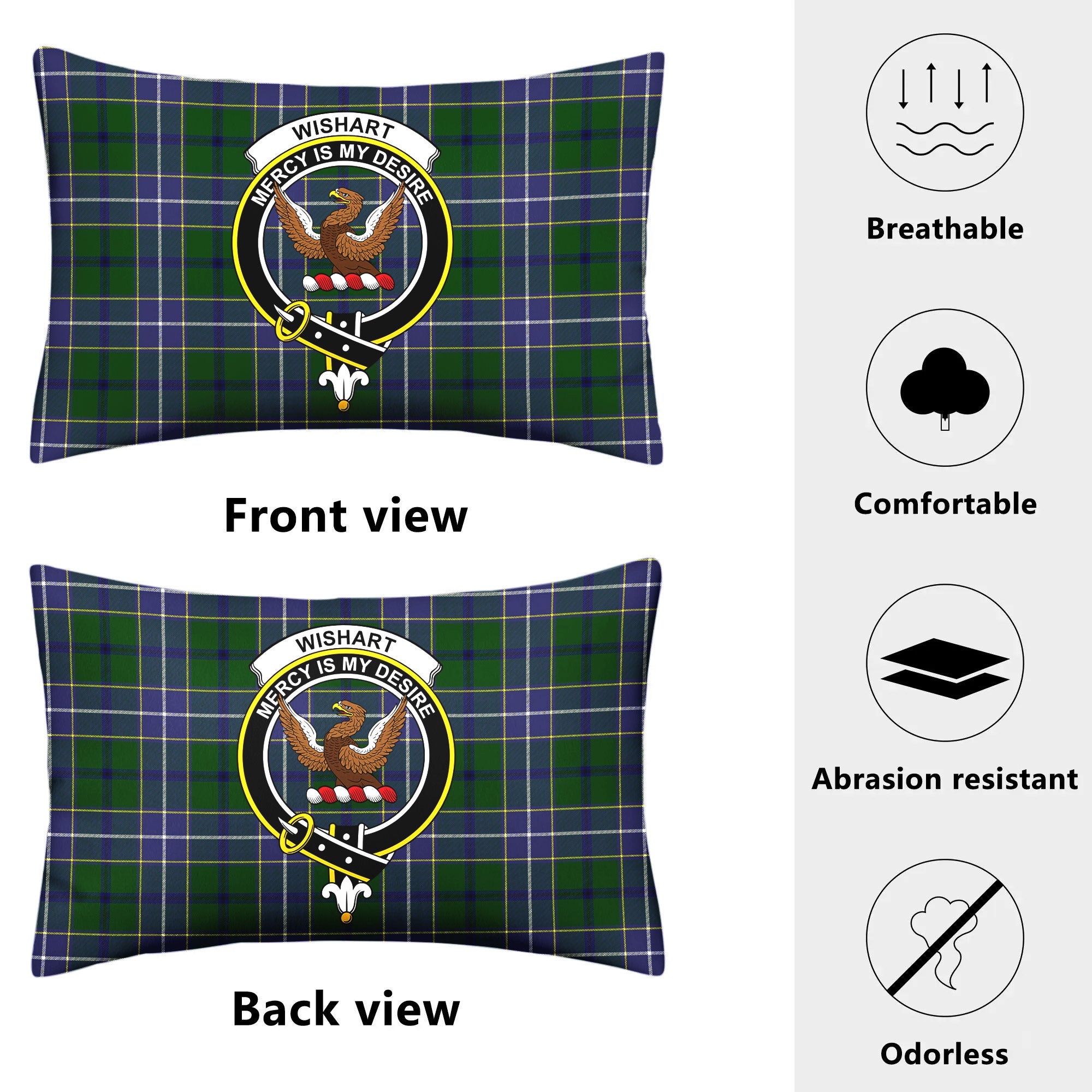 Wishart Hunting Tartan Crest Pillow Cover