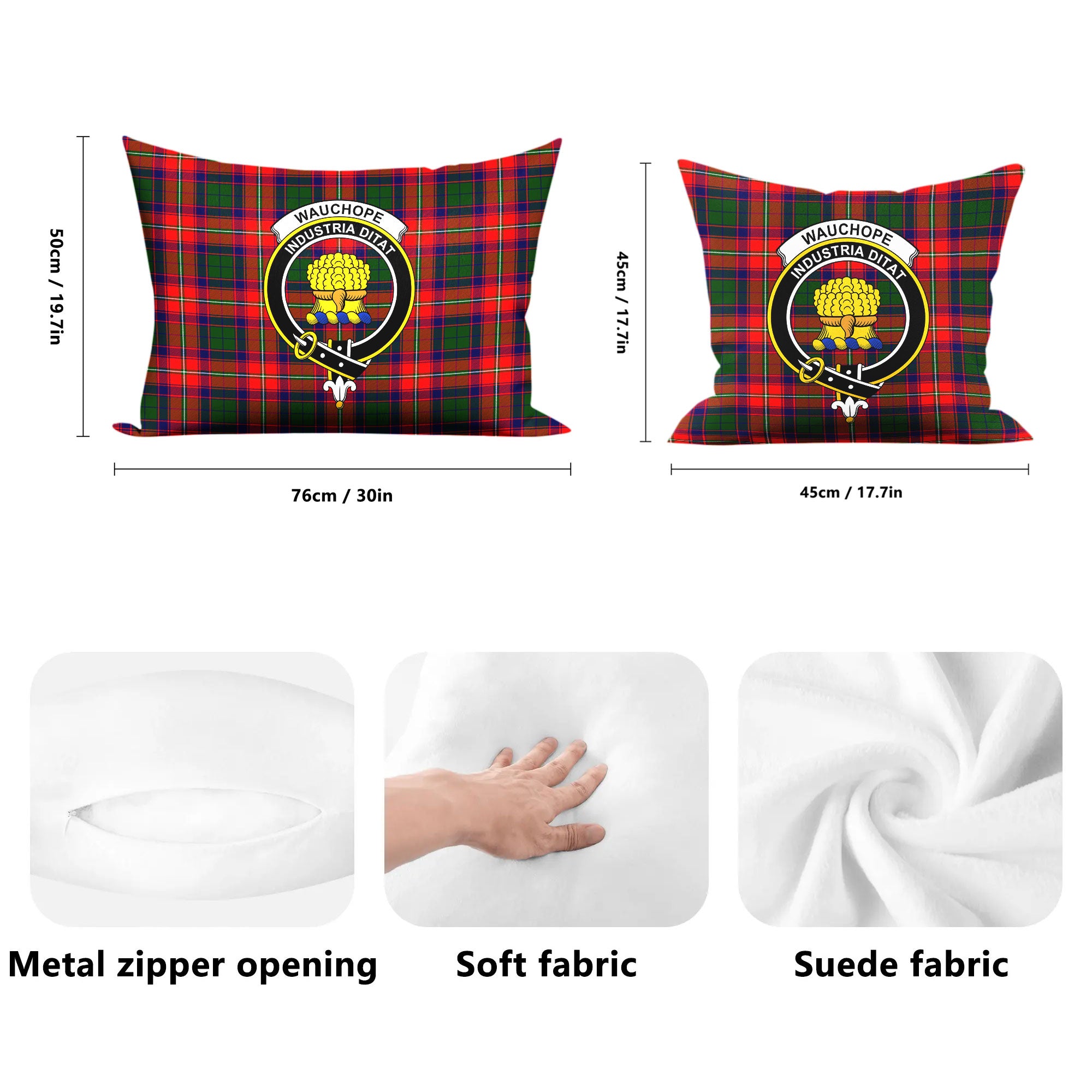 Wauchope (or Waugh) Tartan Crest Pillow Cover