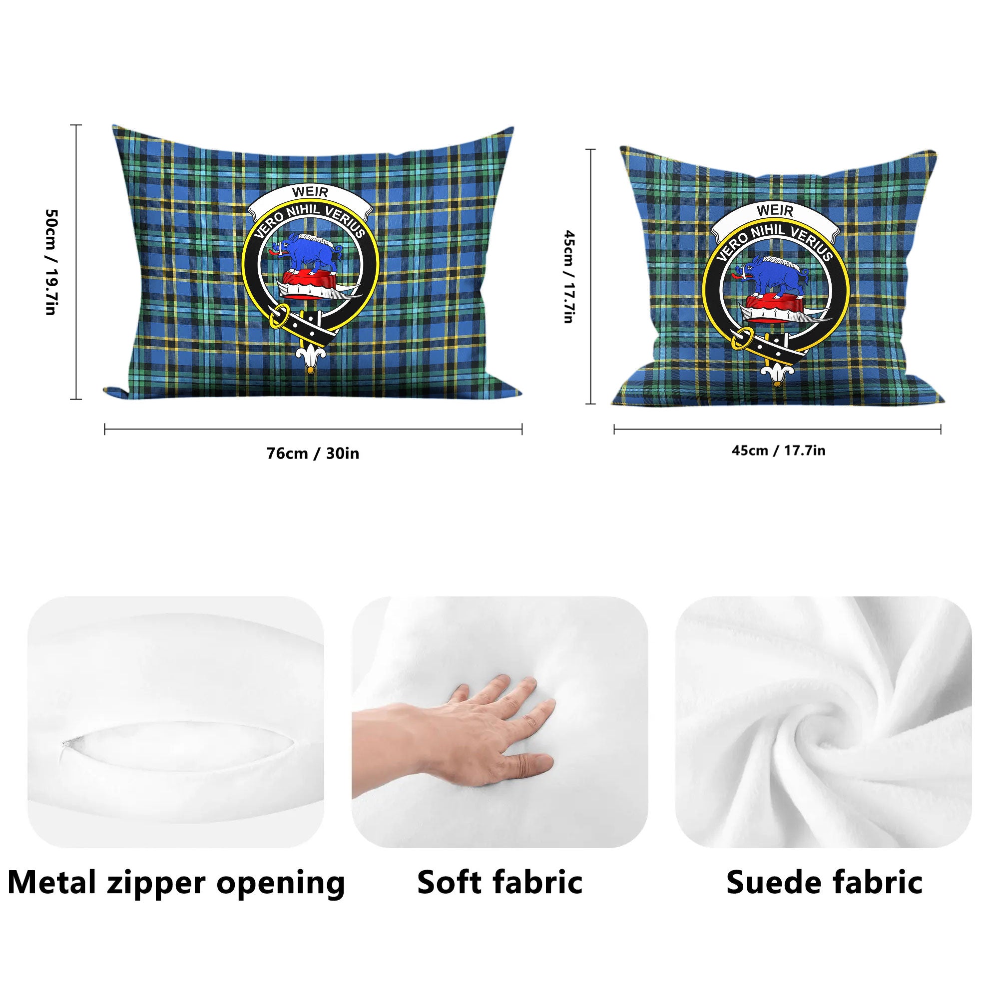 Weir Ancient Tartan Crest Pillow Cover