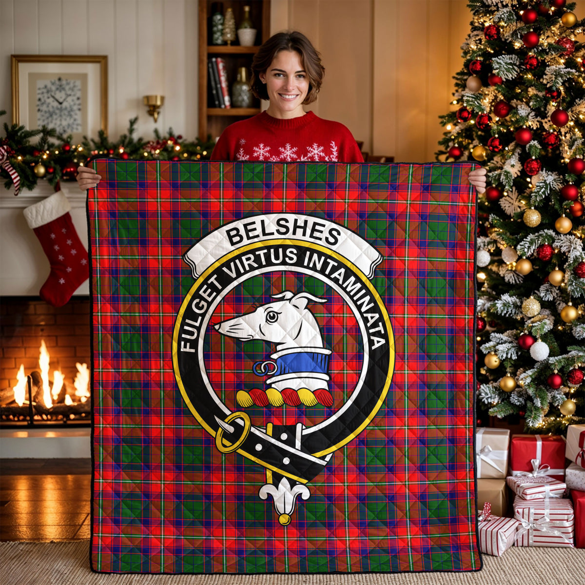 Belshes Tartan Crest Quilt