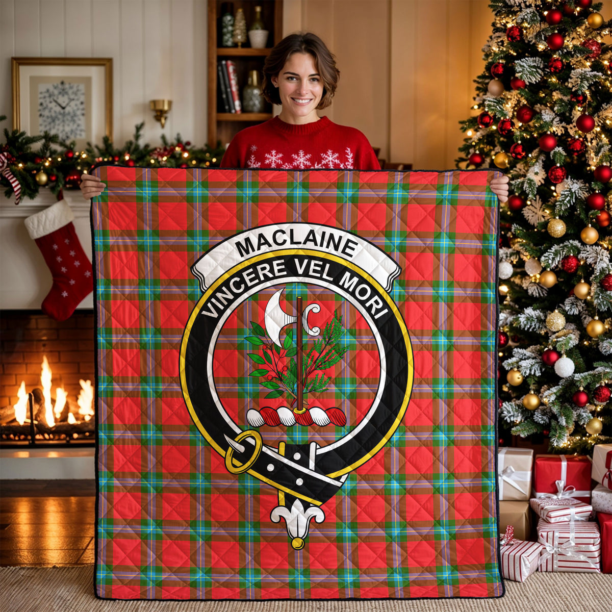 MacLaine of Loch Buie Tartan Crest Quilt