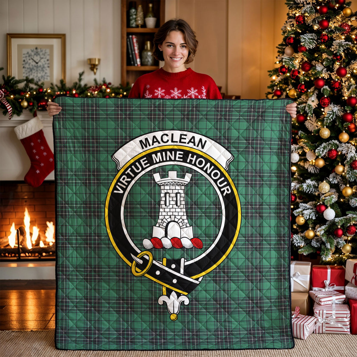 MacLean Hunting Ancient Tartan Crest Quilt