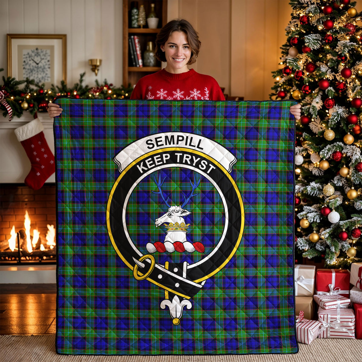 Sempill Modern Tartan Crest Quilt