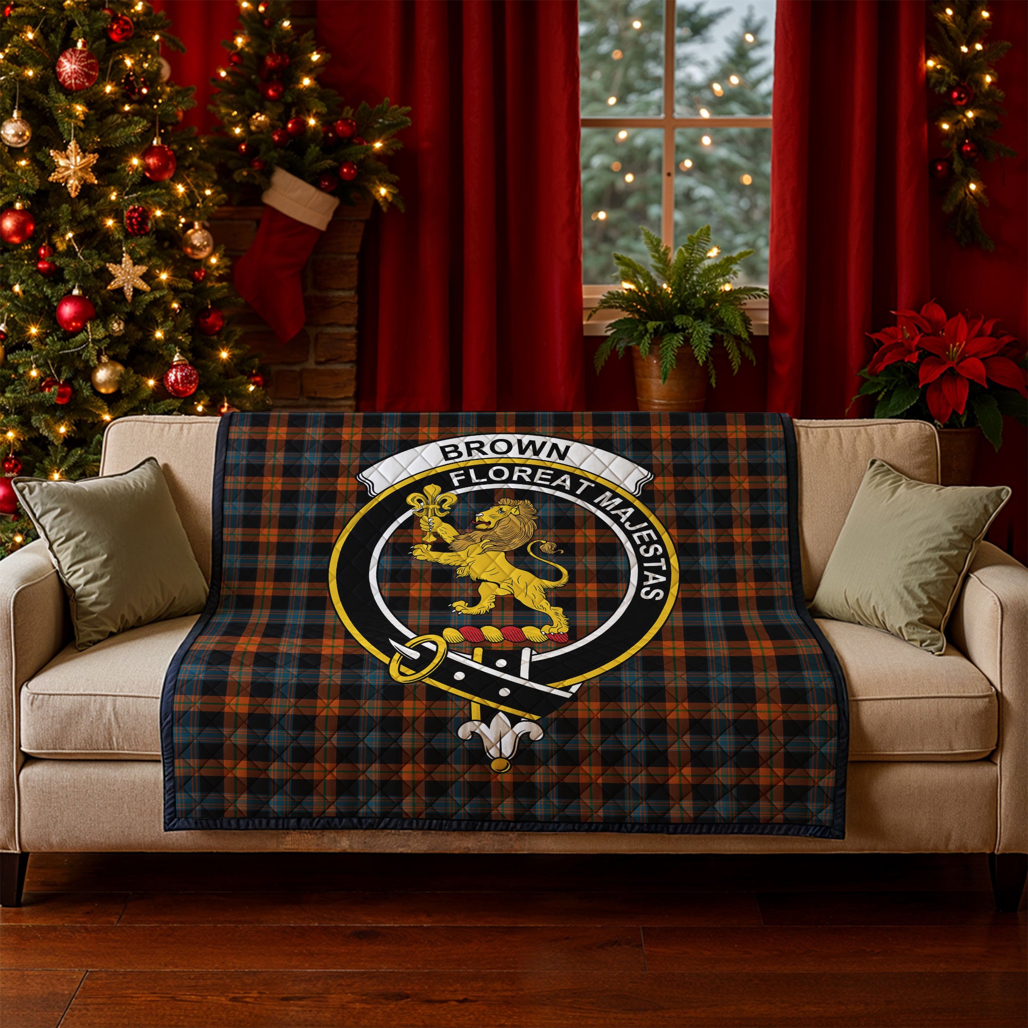Brown Ancient Tartan Crest Quilt