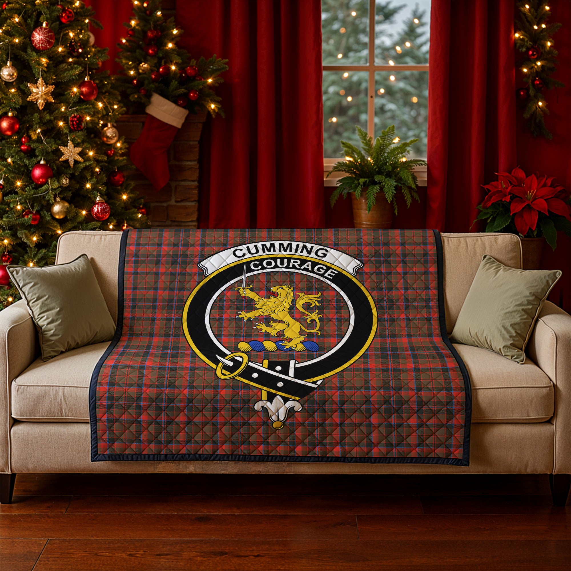 Cumming Hunting Weathered Tartan Crest Quilt